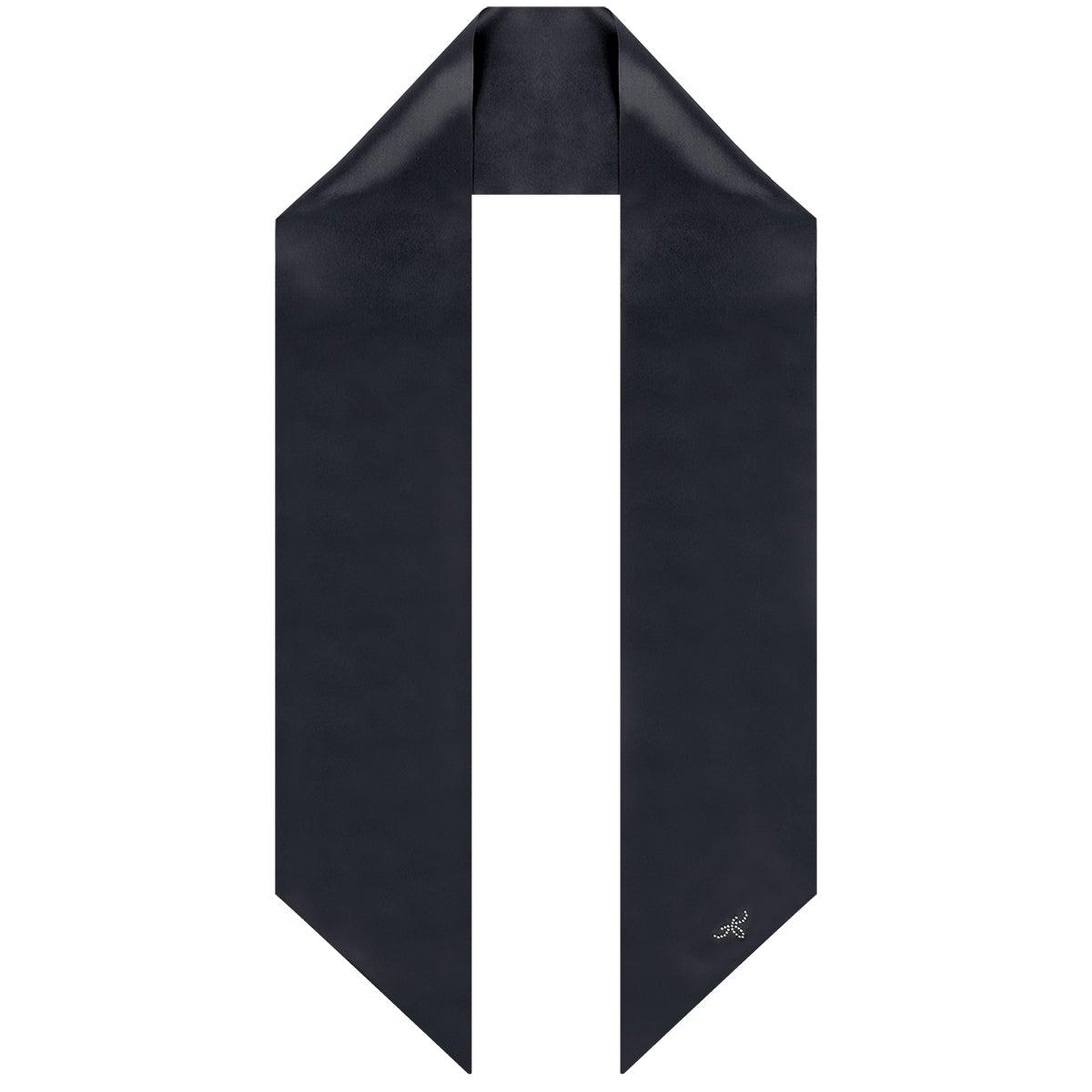 Siyah Anabel Saf İpek İnce Fular 13x158