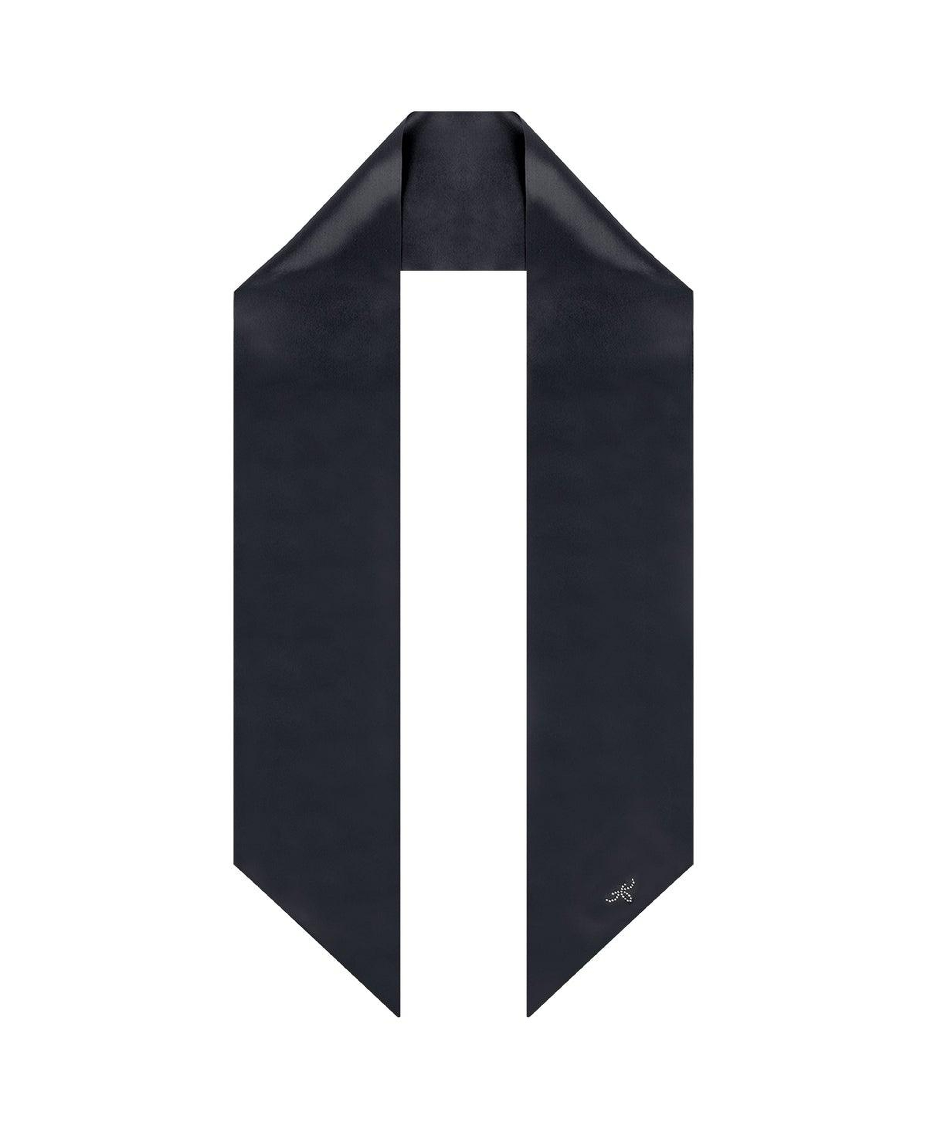 Siyah Anabel Saf İpek İnce Fular 13x158