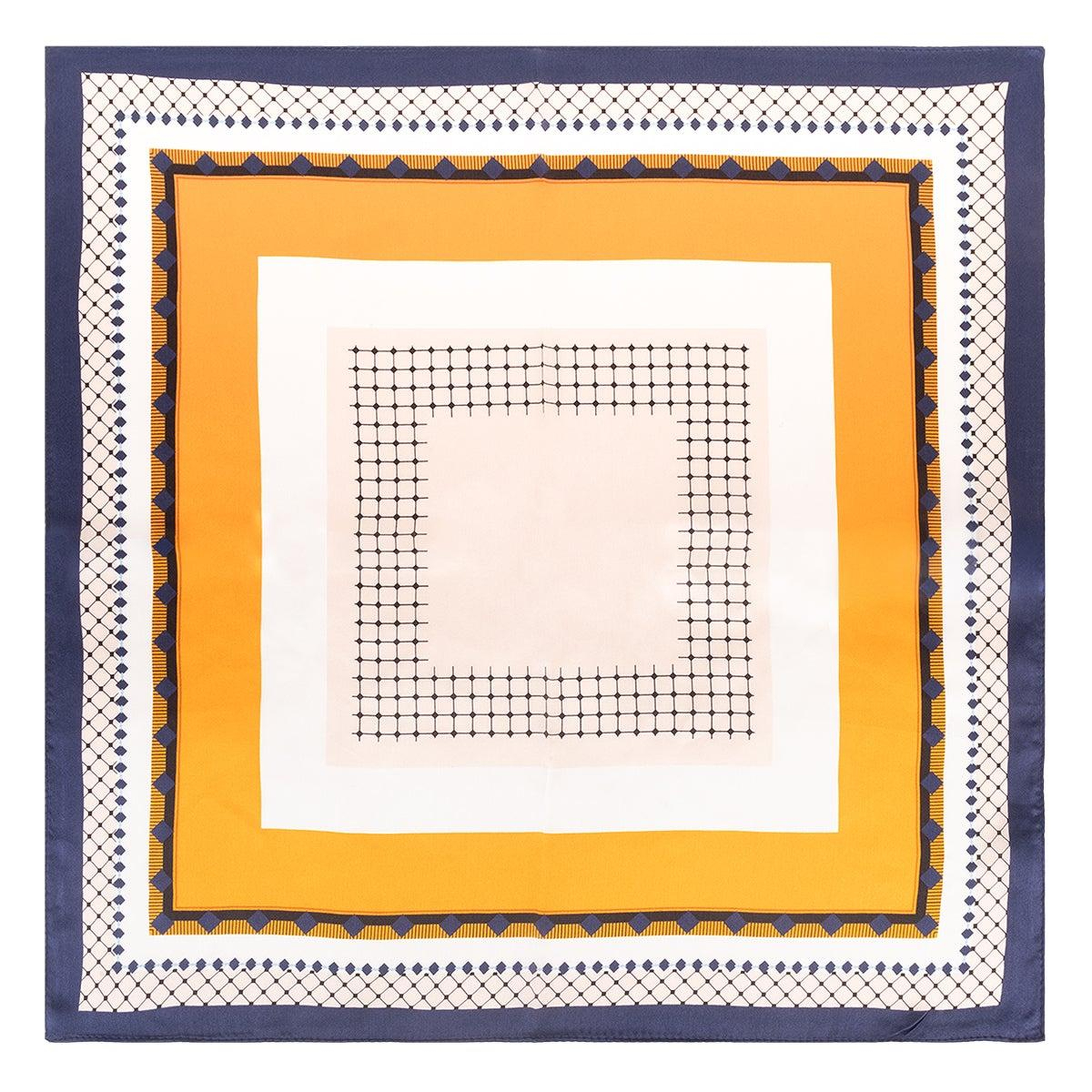 Turuncu Gri Laila Saf İpek Küçük Kare Eşarp 53x53 cm