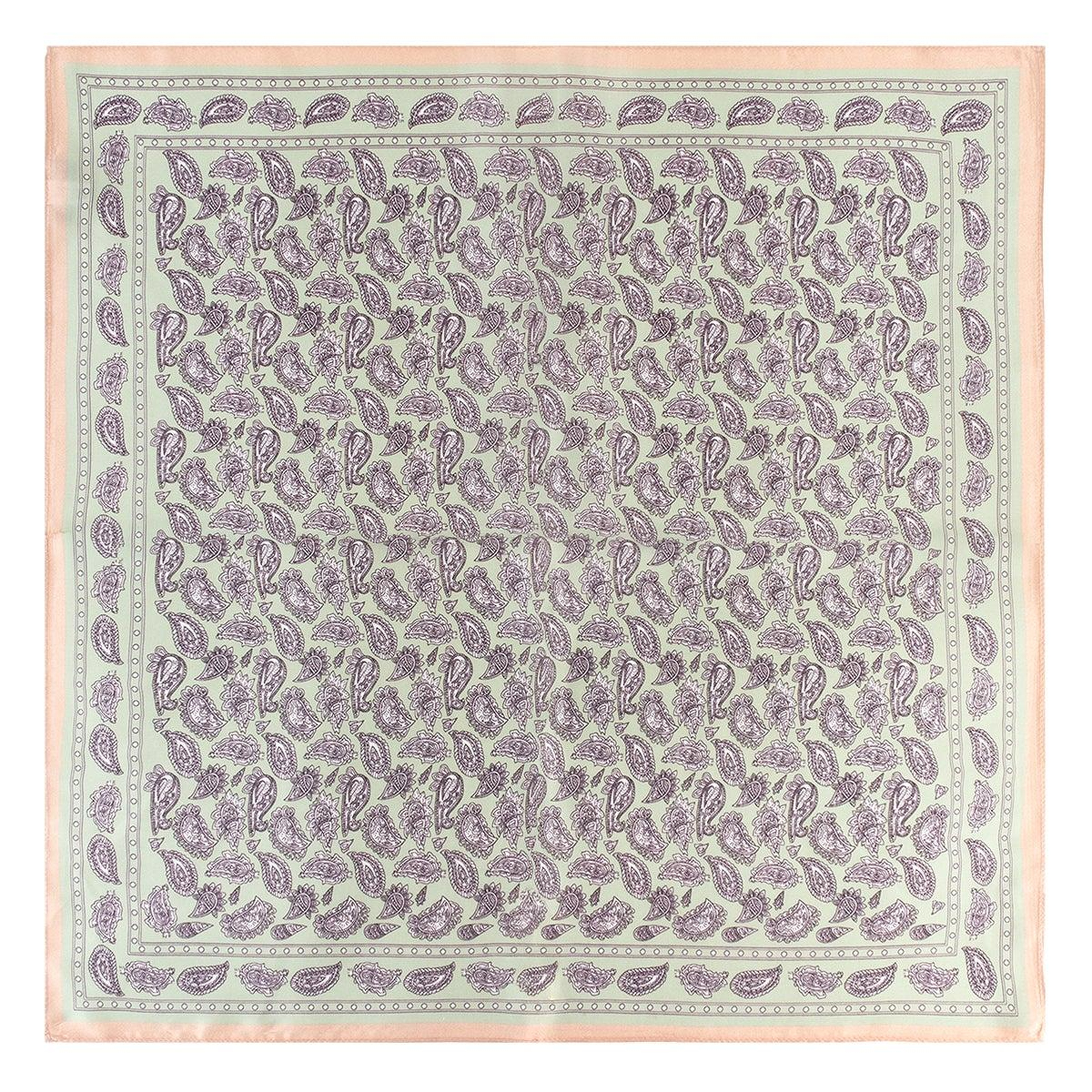 Açık Yeşil Laila Saf İpek Küçük Kare Eşarp 53x53 cm