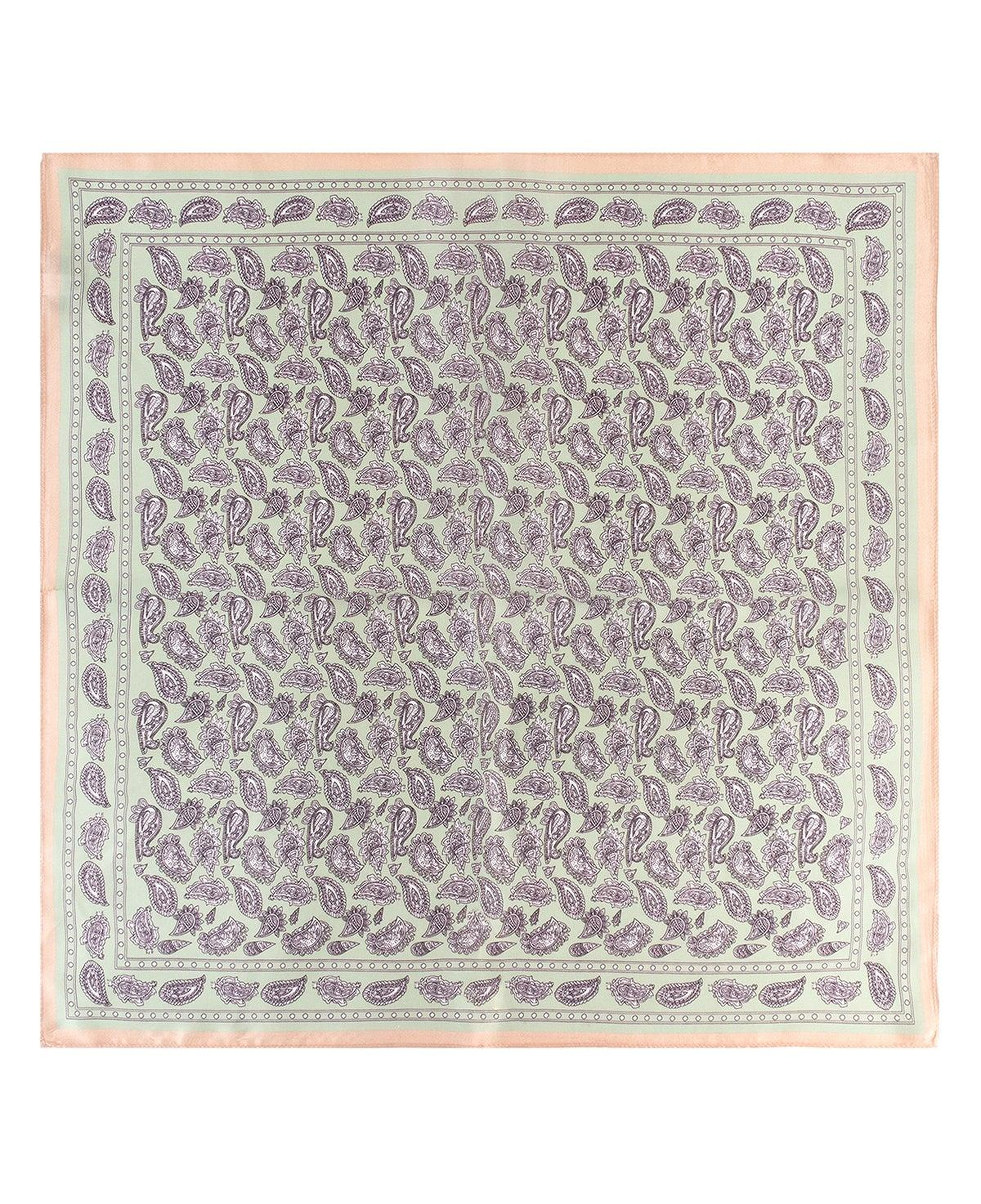 Açık Yeşil Laila Saf İpek Küçük Kare Eşarp 53x53 cm