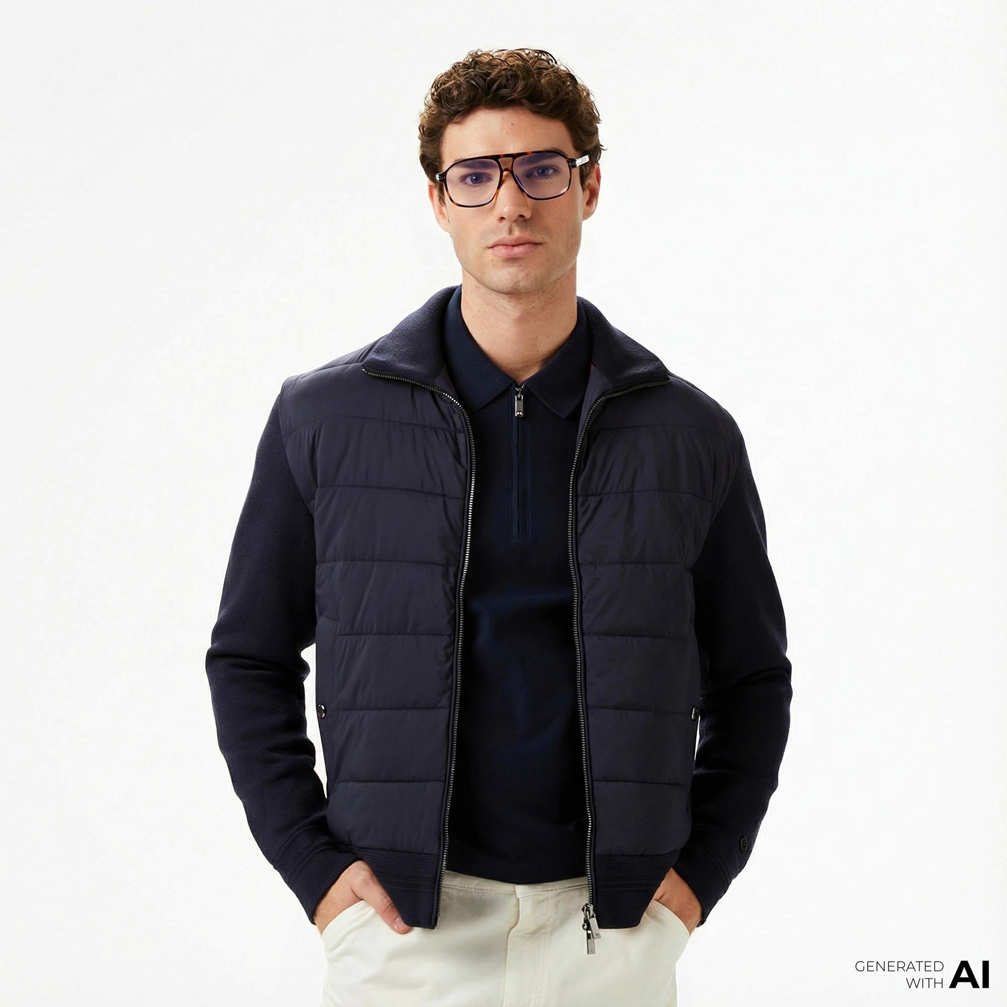 Tommy Hilfiger Mixed Media Erkek Lacivert Ceket