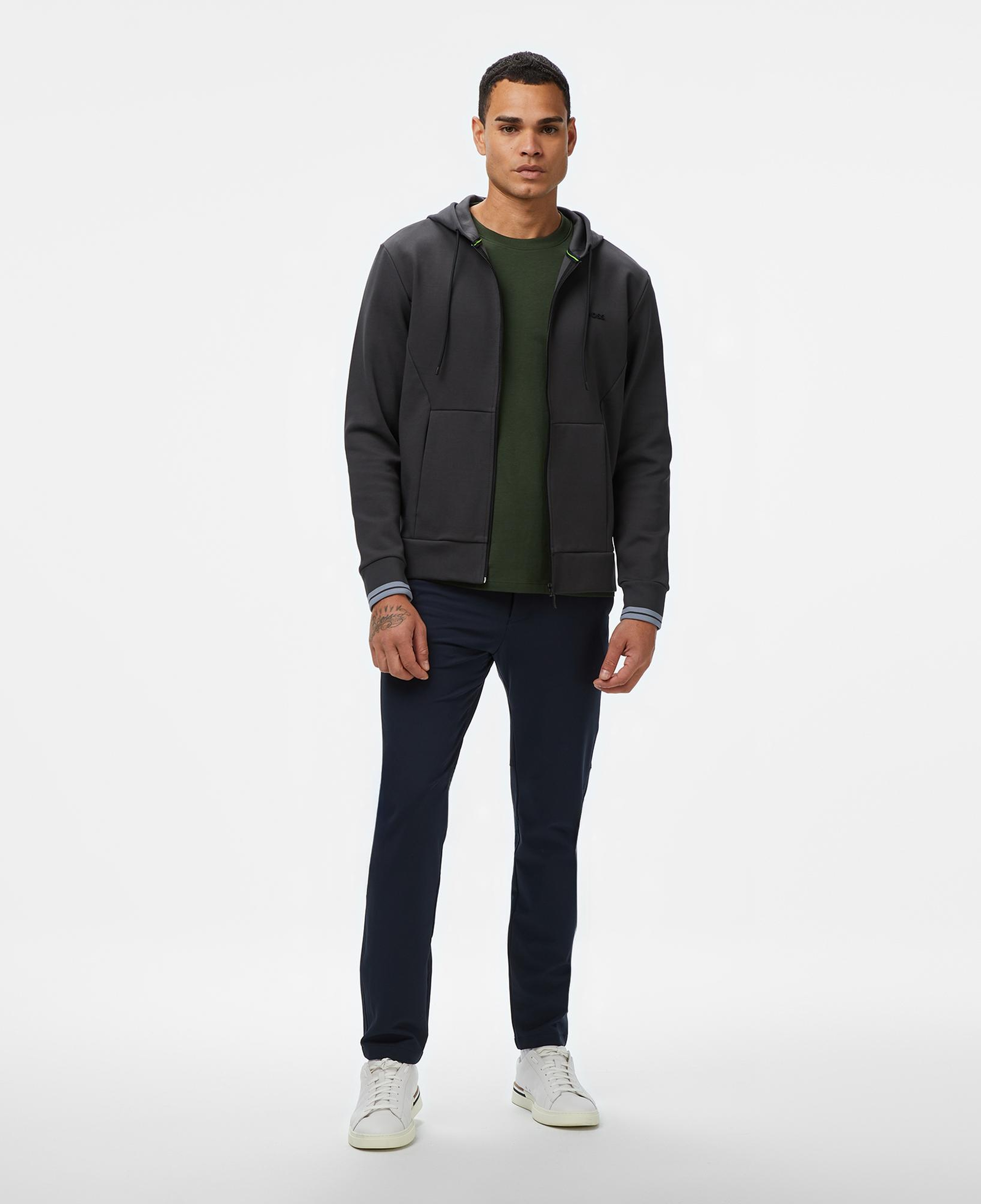 Boss Erkek Koyu Gri Kapüşonlu Sweatshirt