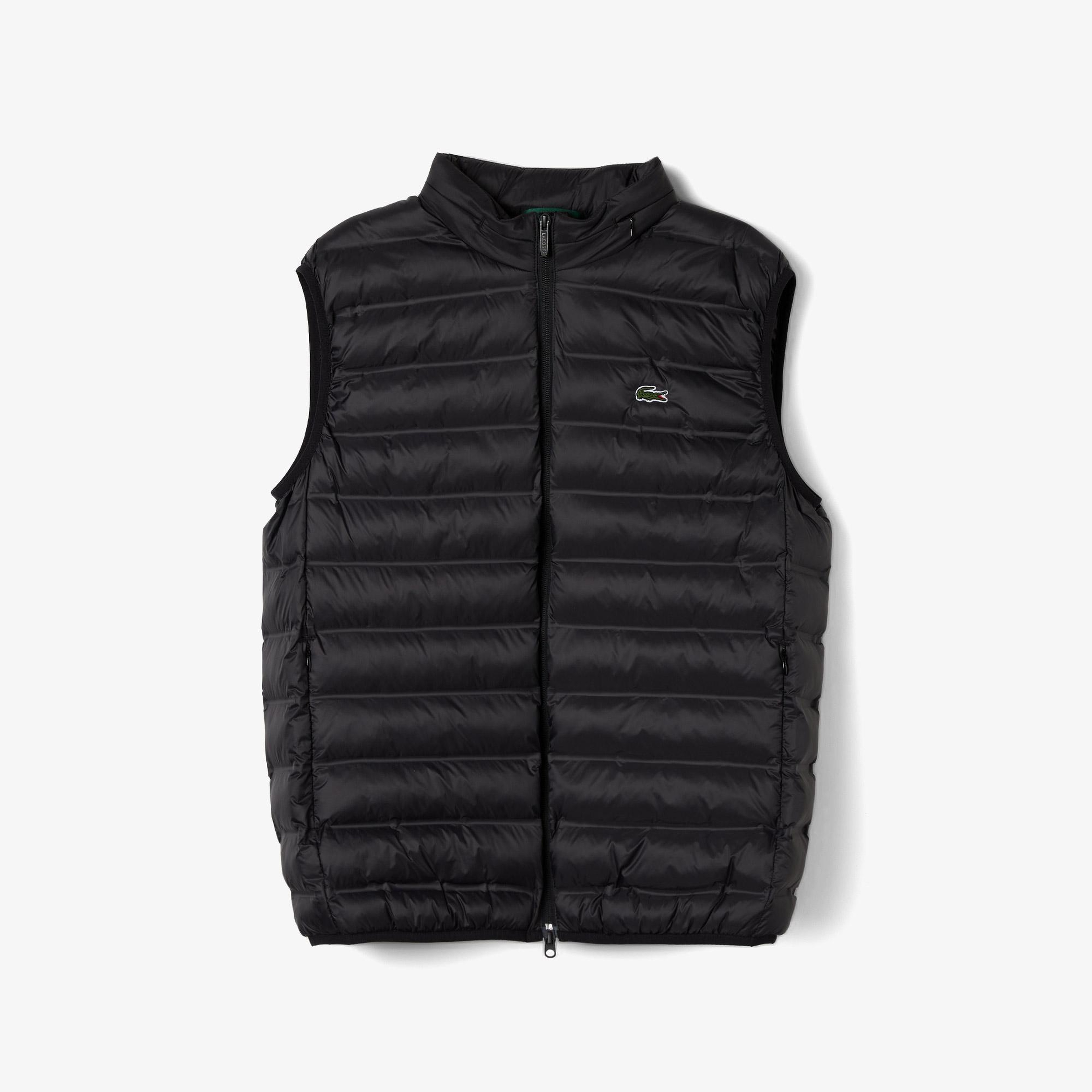 Erkek Slim Fit Kapüşonlu Siyah Yelek