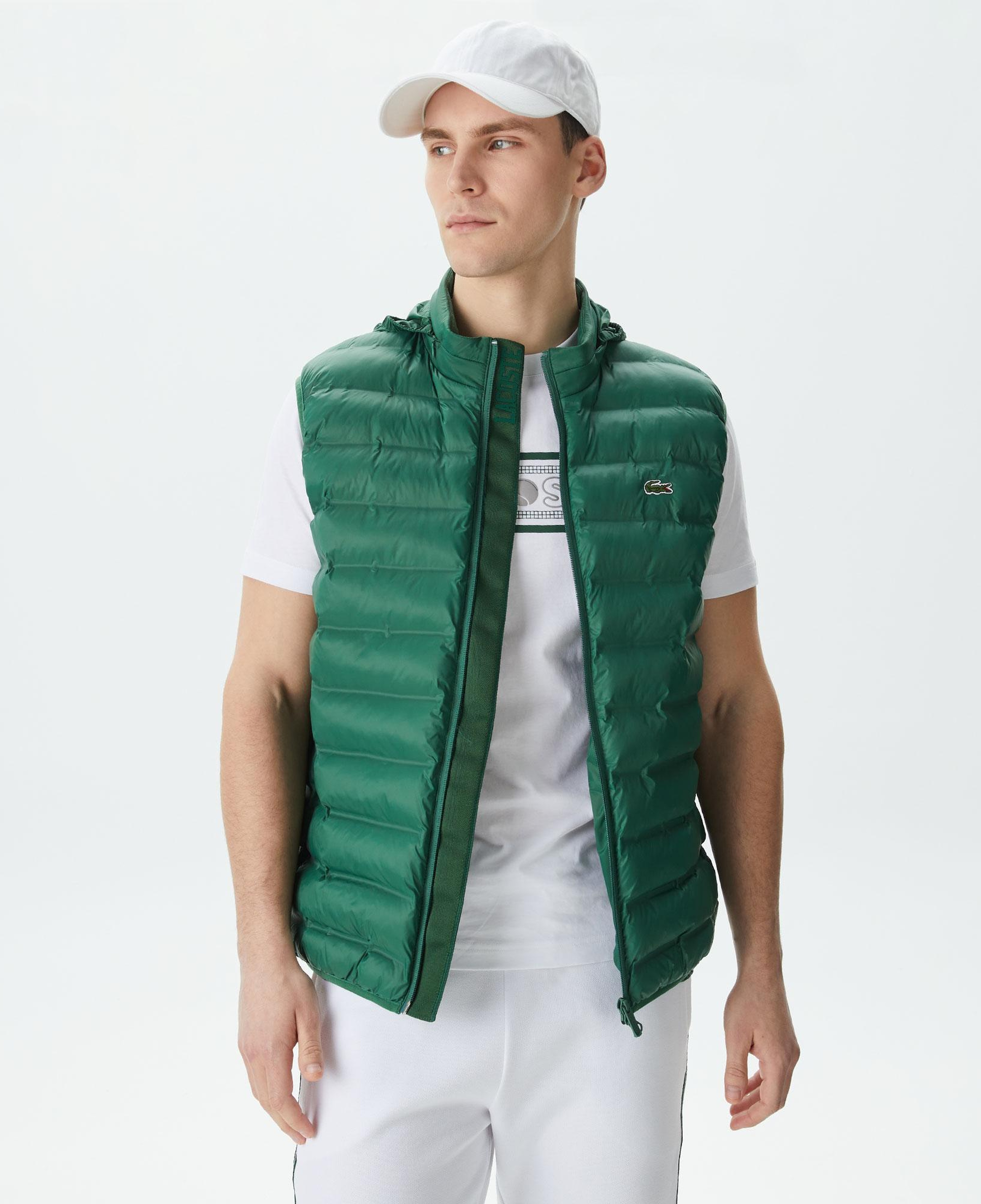 Erkek Slim Fit Kapüşonlu Yeşil Yelek
