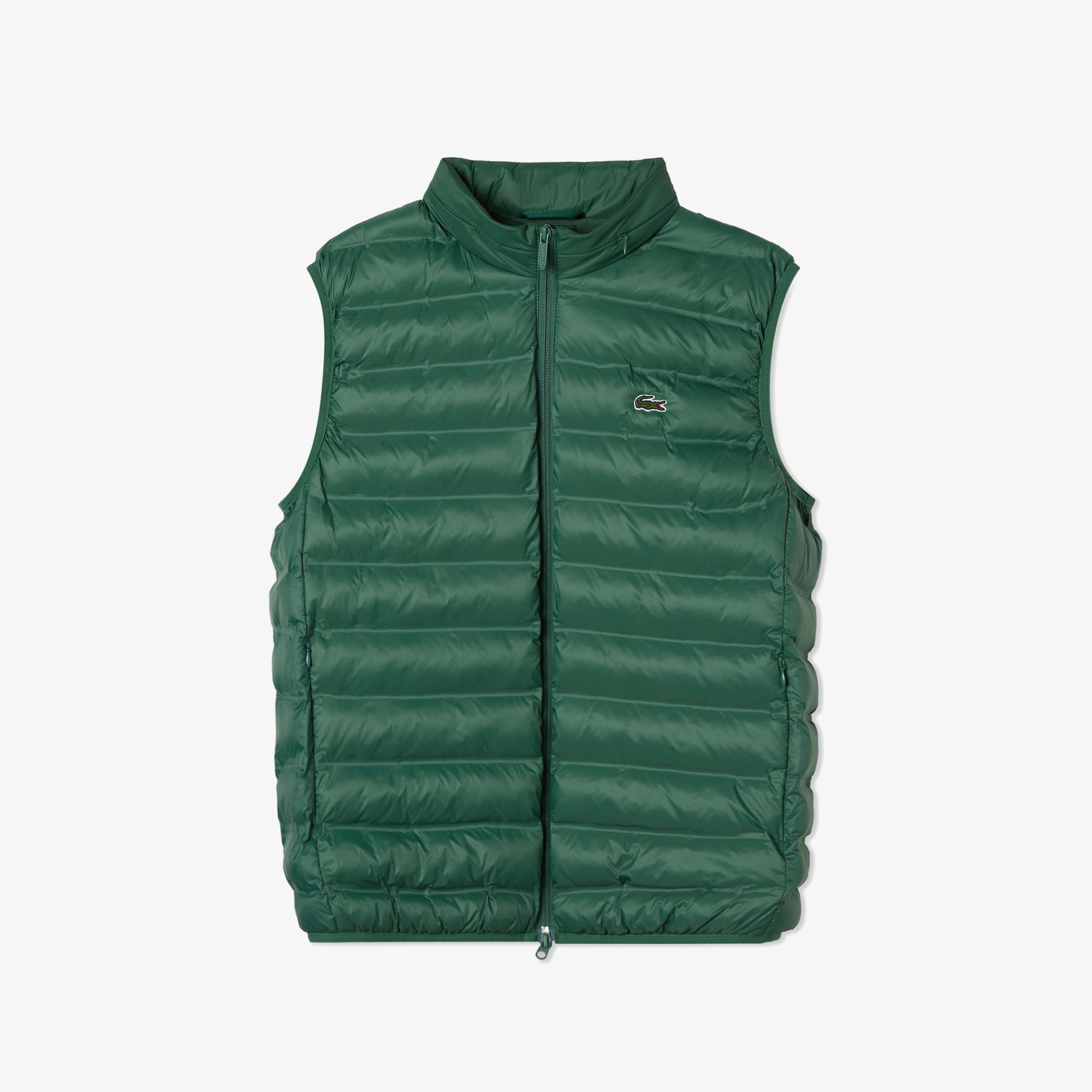 Erkek Slim Fit Kapüşonlu Yeşil Yelek