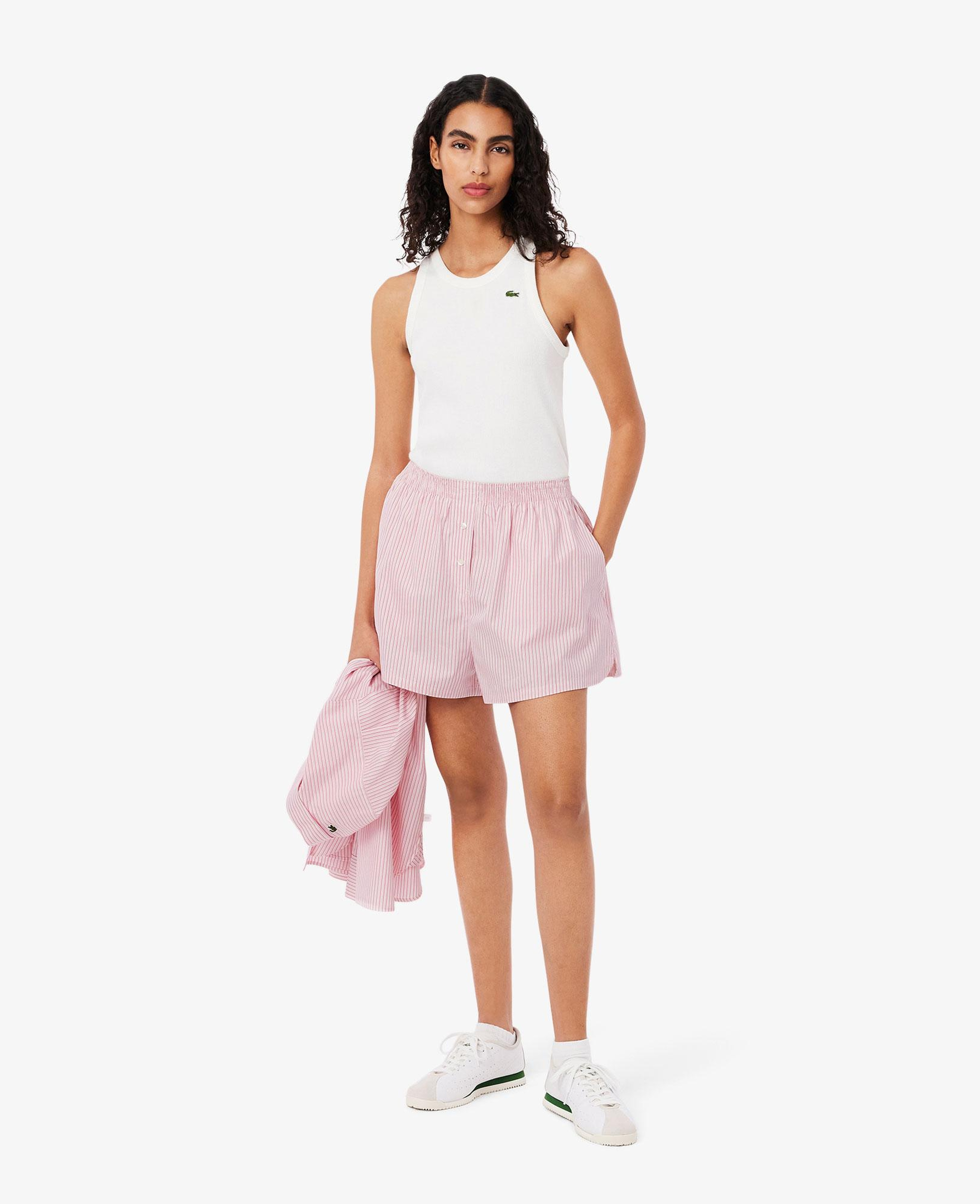 Kadın Loose Fit Çizgili Pembe Şort