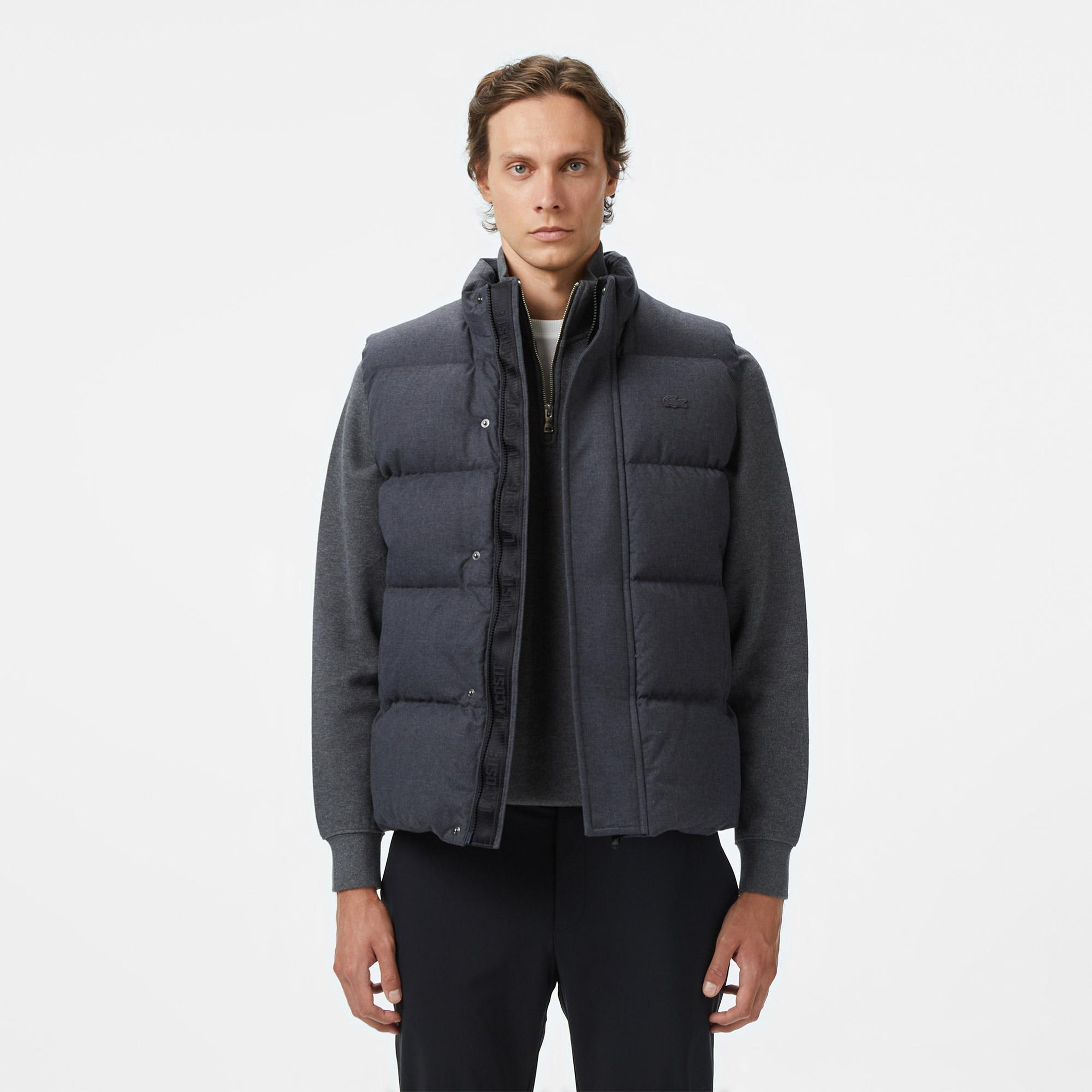 Lacoste Erkek Relaxed Fit Dik Yaka Koyu Gri Yelek