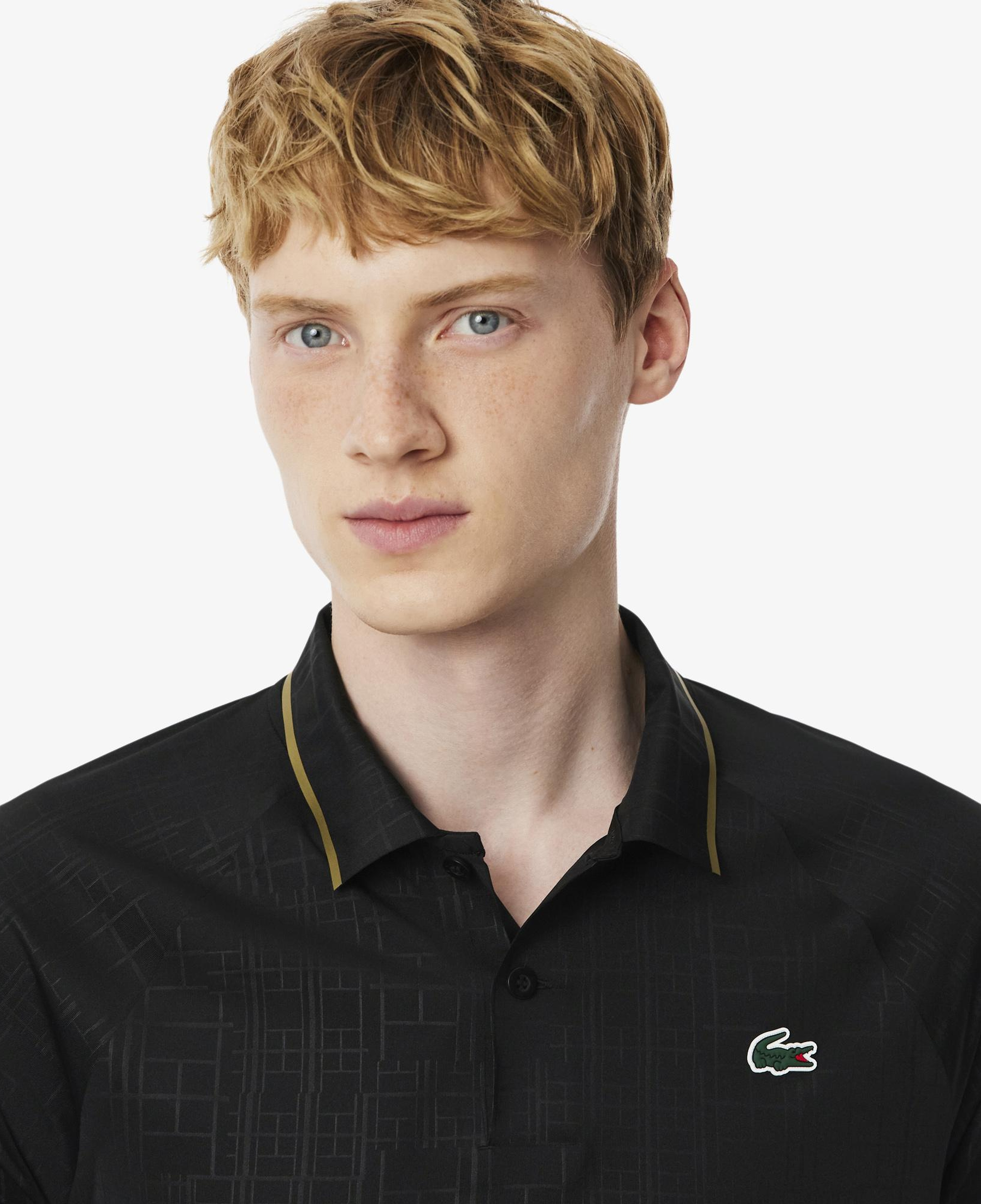 Tennis x Novak Djokovic Erkek Slim Fit Desenli Siyah Polo