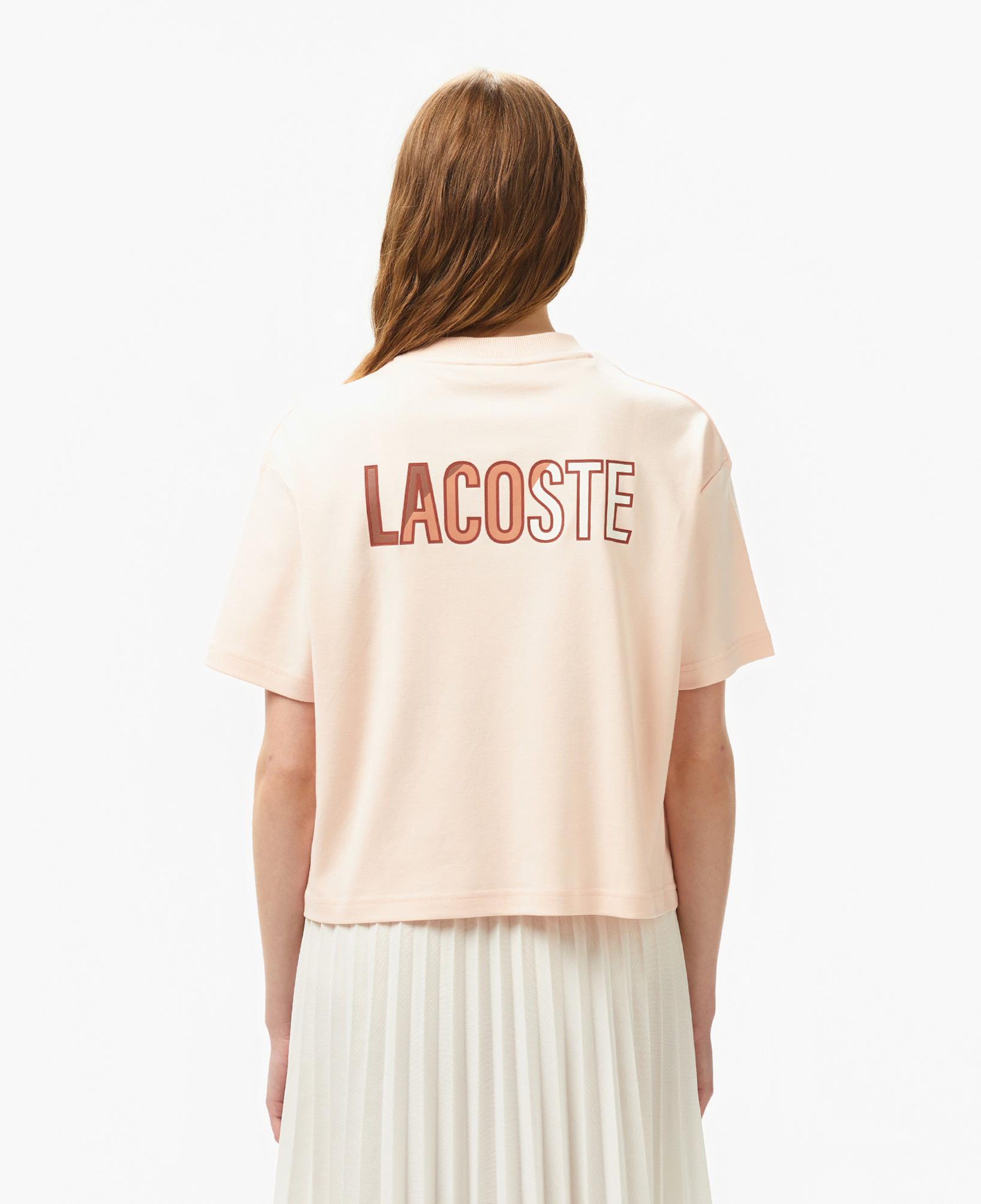Kadın Bisiklet Yaka Baskılı Açık Pembe T-Shirt