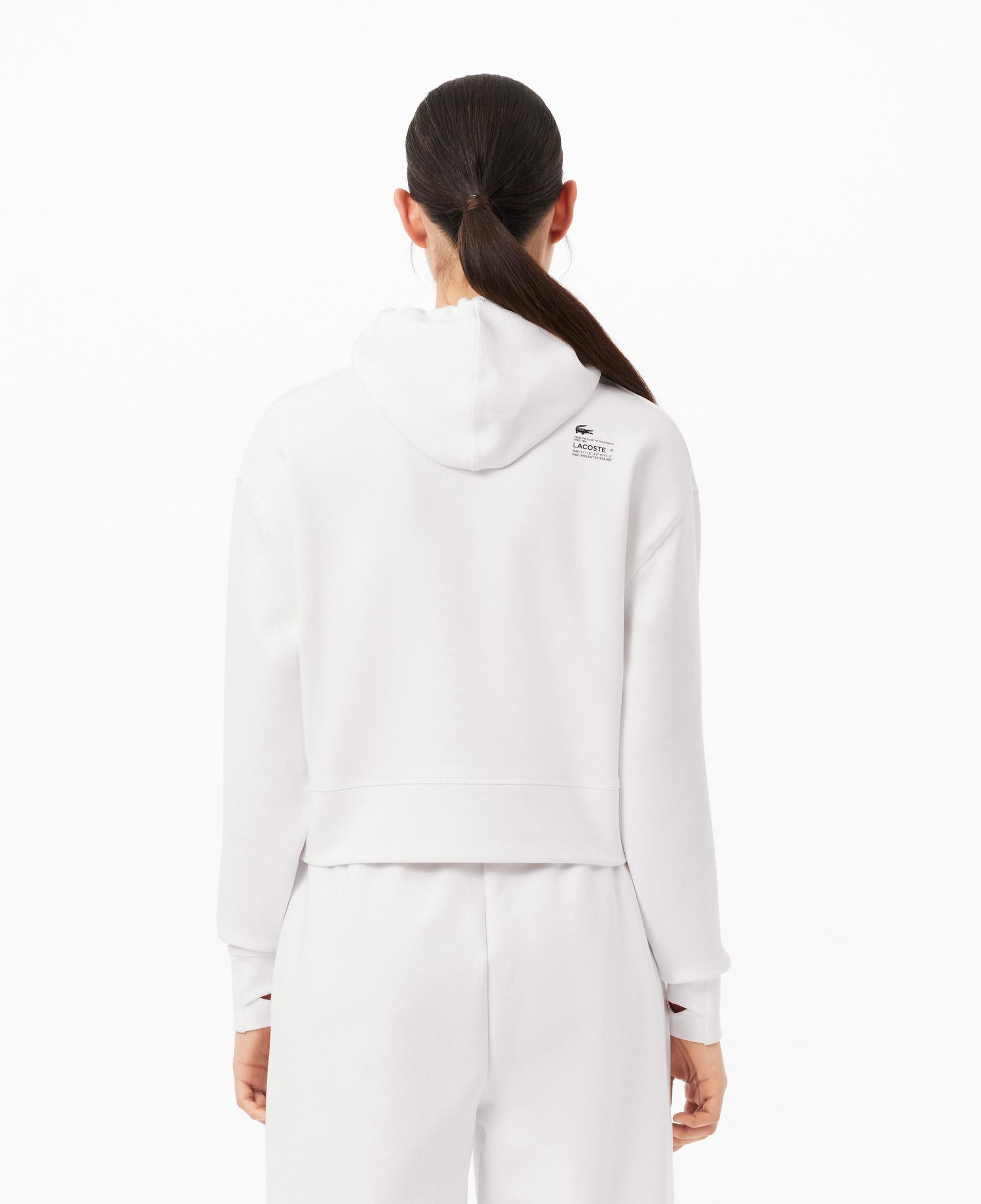 Lacoste Relaxed Fit Kadın Kapüşonlu Beyaz Sweatshirt