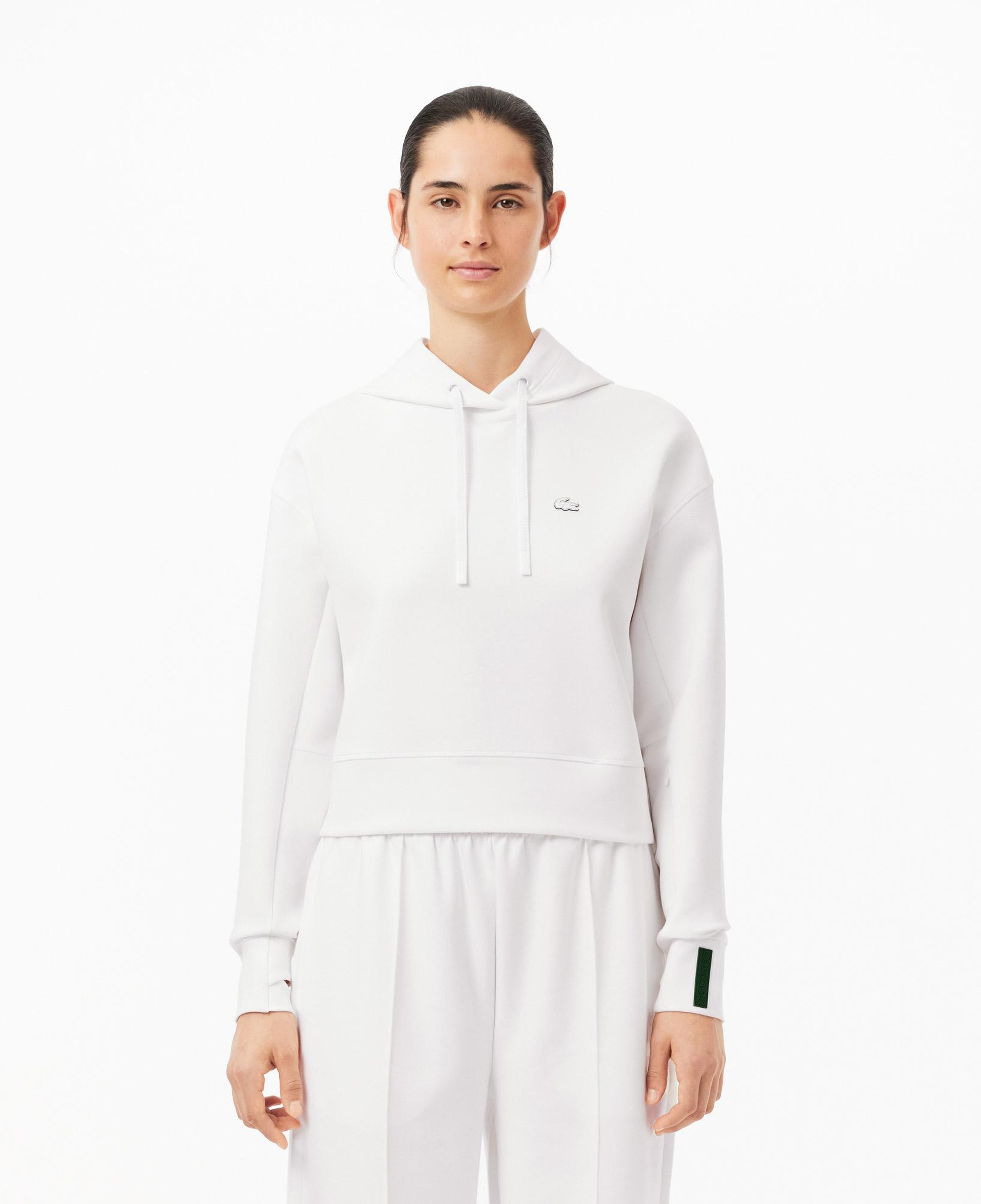 Lacoste Relaxed Fit Kadın Kapüşonlu Beyaz Sweatshirt