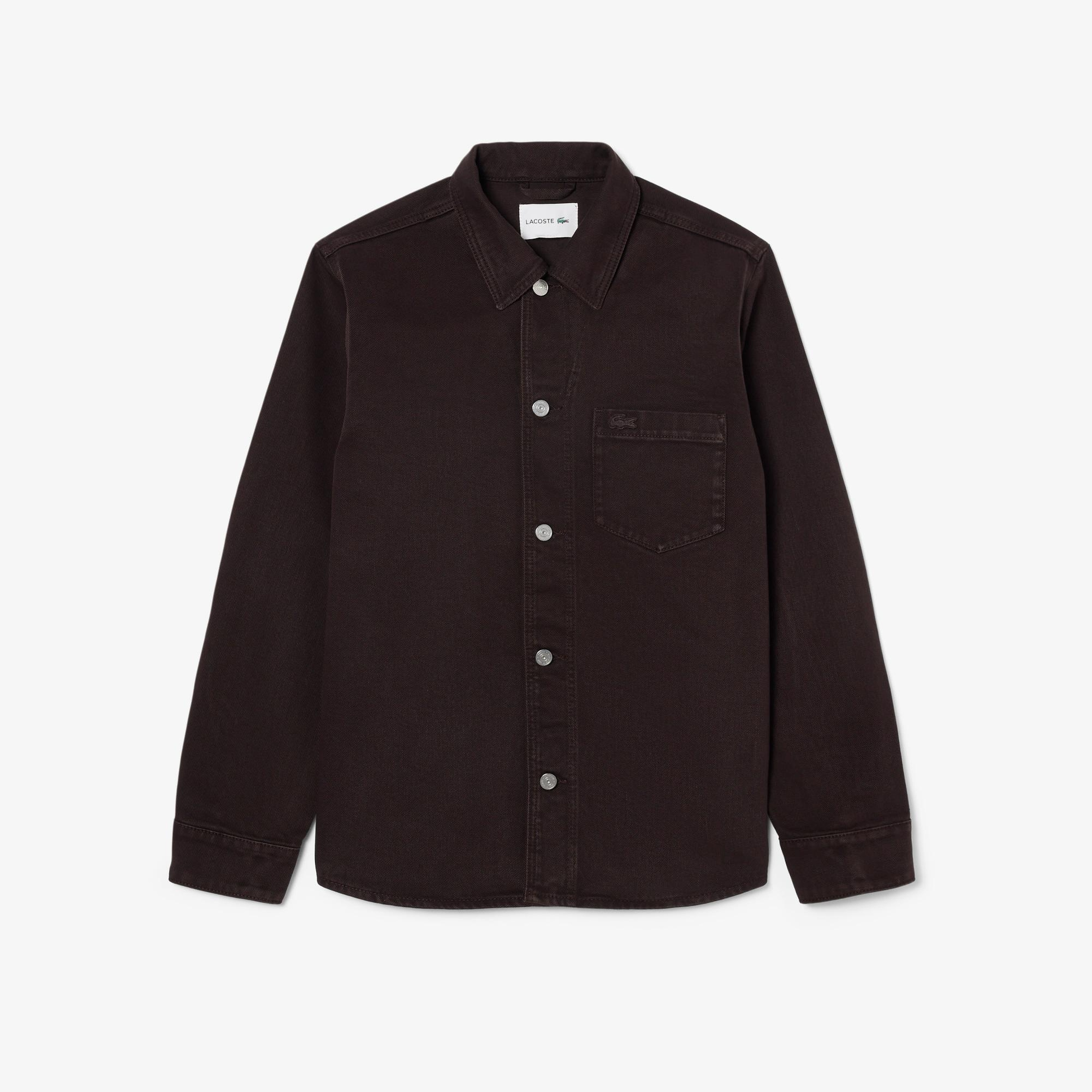 Erkek Oversize Fit Denim Koyu Kahverengi Dış Gömlek