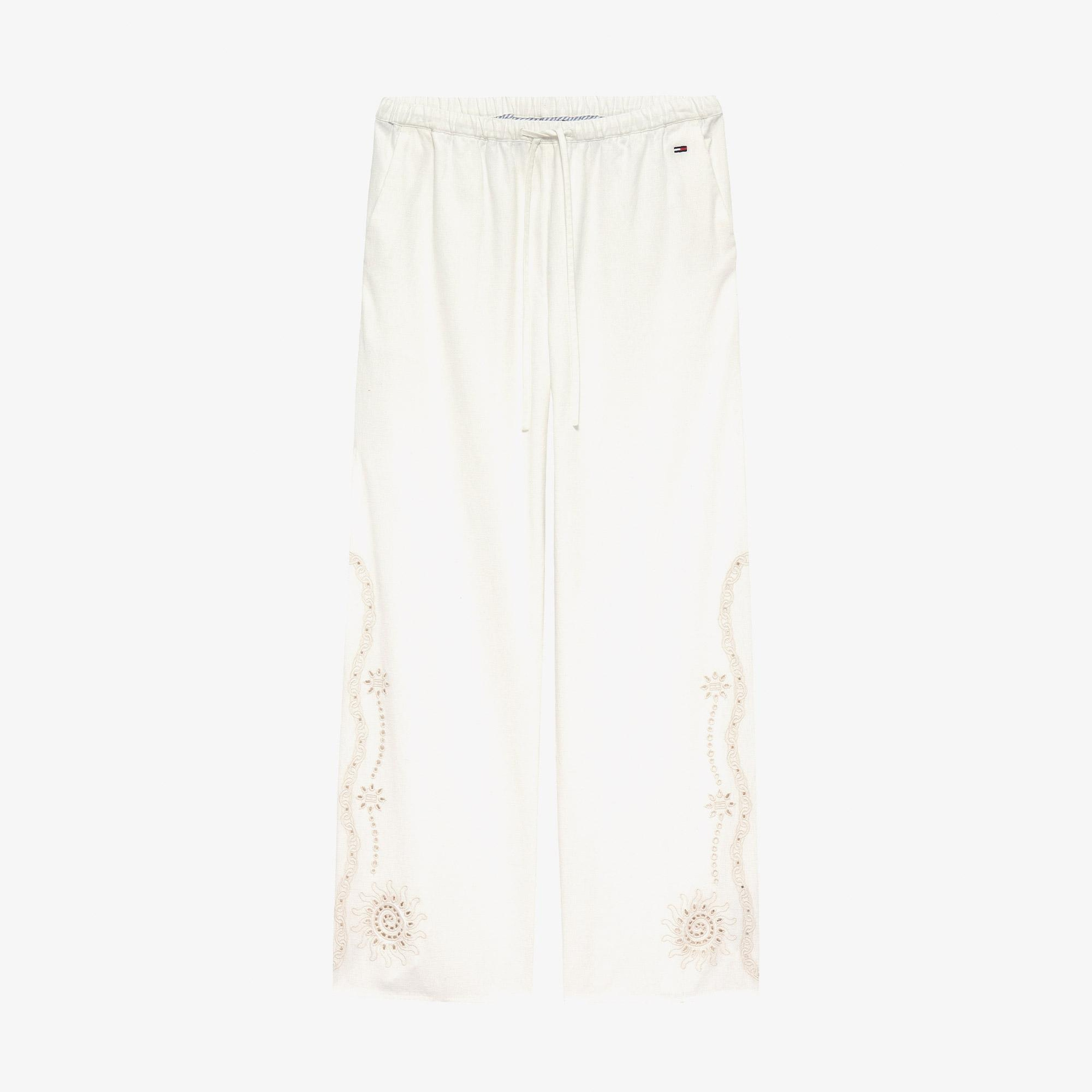 Tommy Hilfiger Chain Linen Kadın Beyaz Pantolon