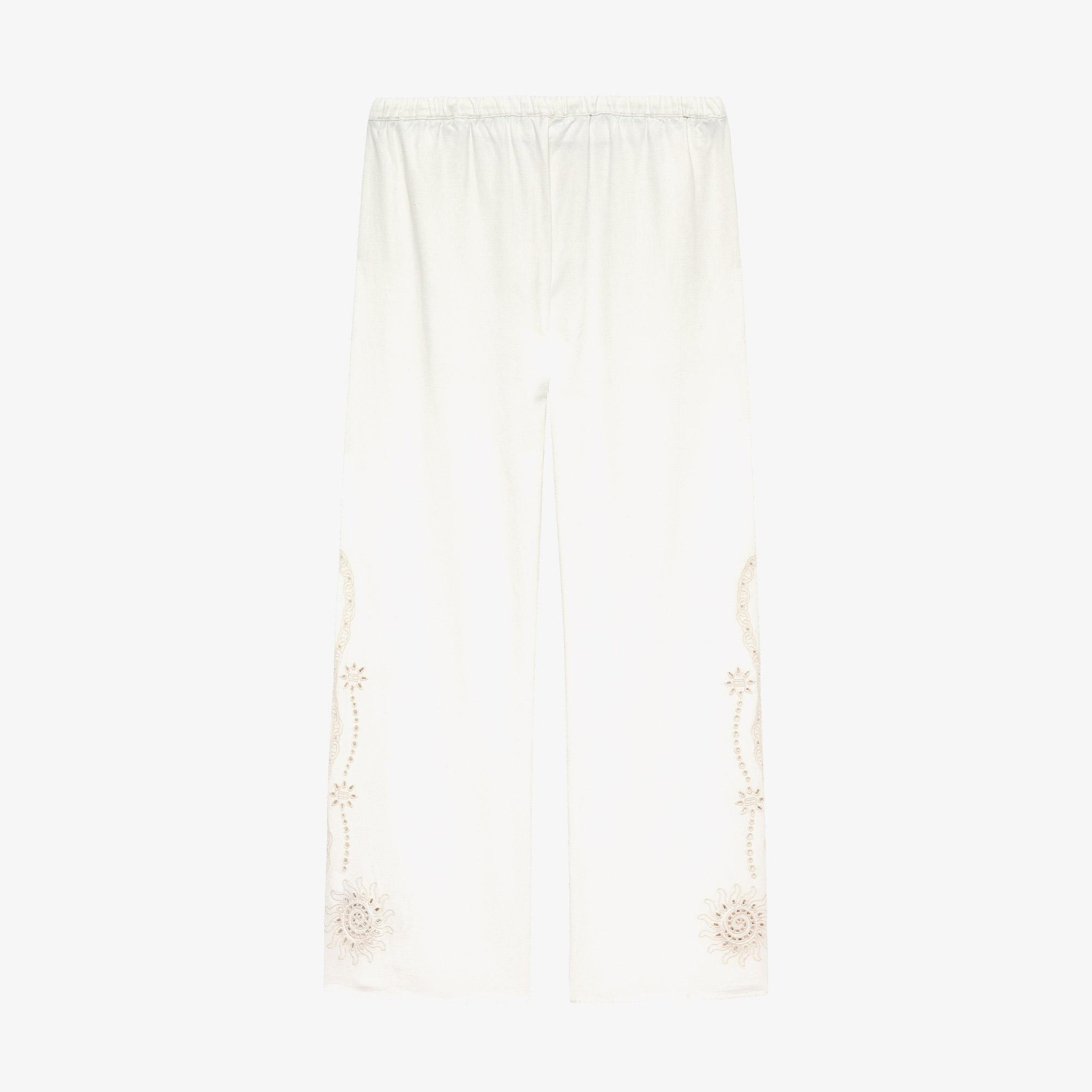 Tommy Hilfiger Chain Linen Kadın Beyaz Pantolon