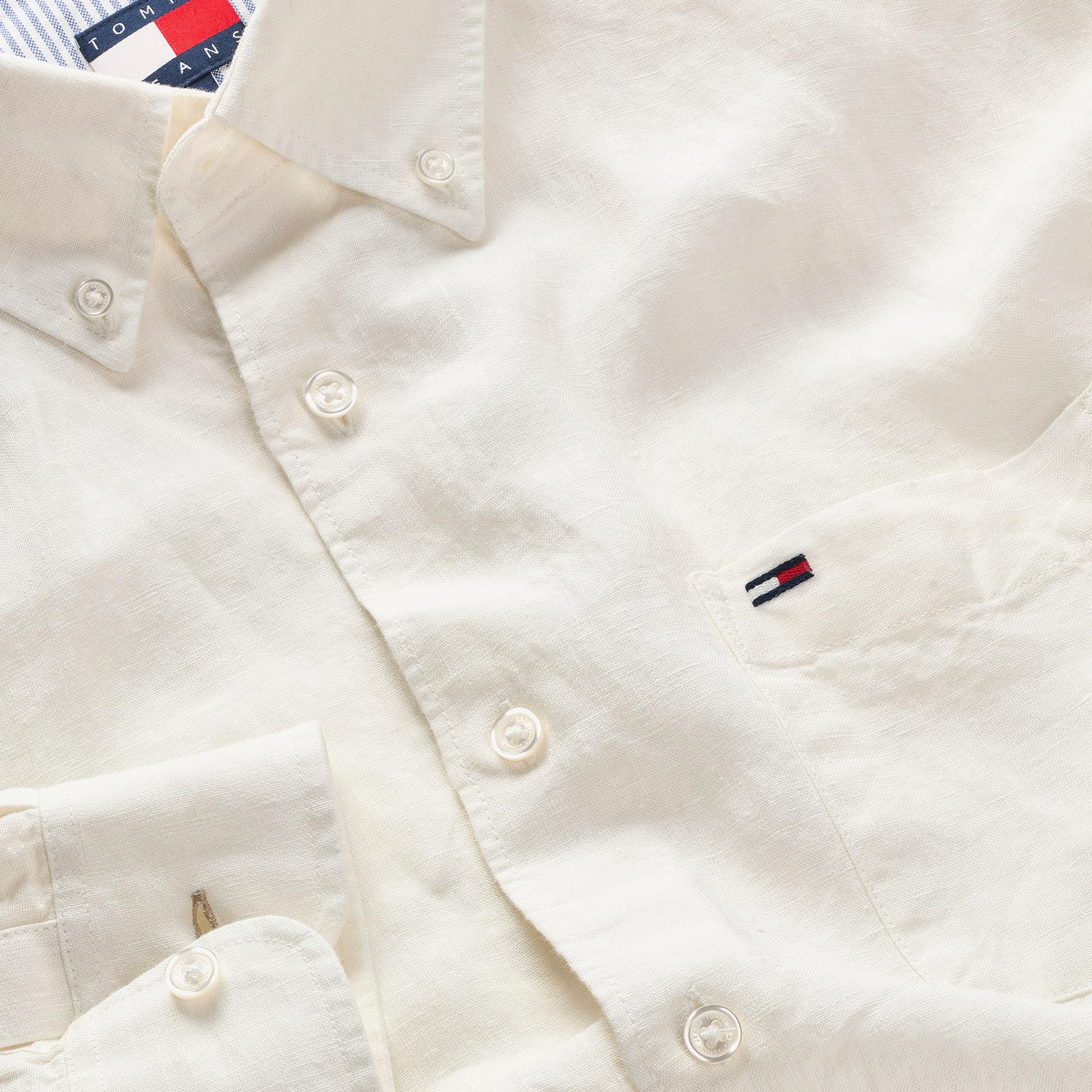 Tommy Hilfiger Linen Erkek Beyaz Gömlek