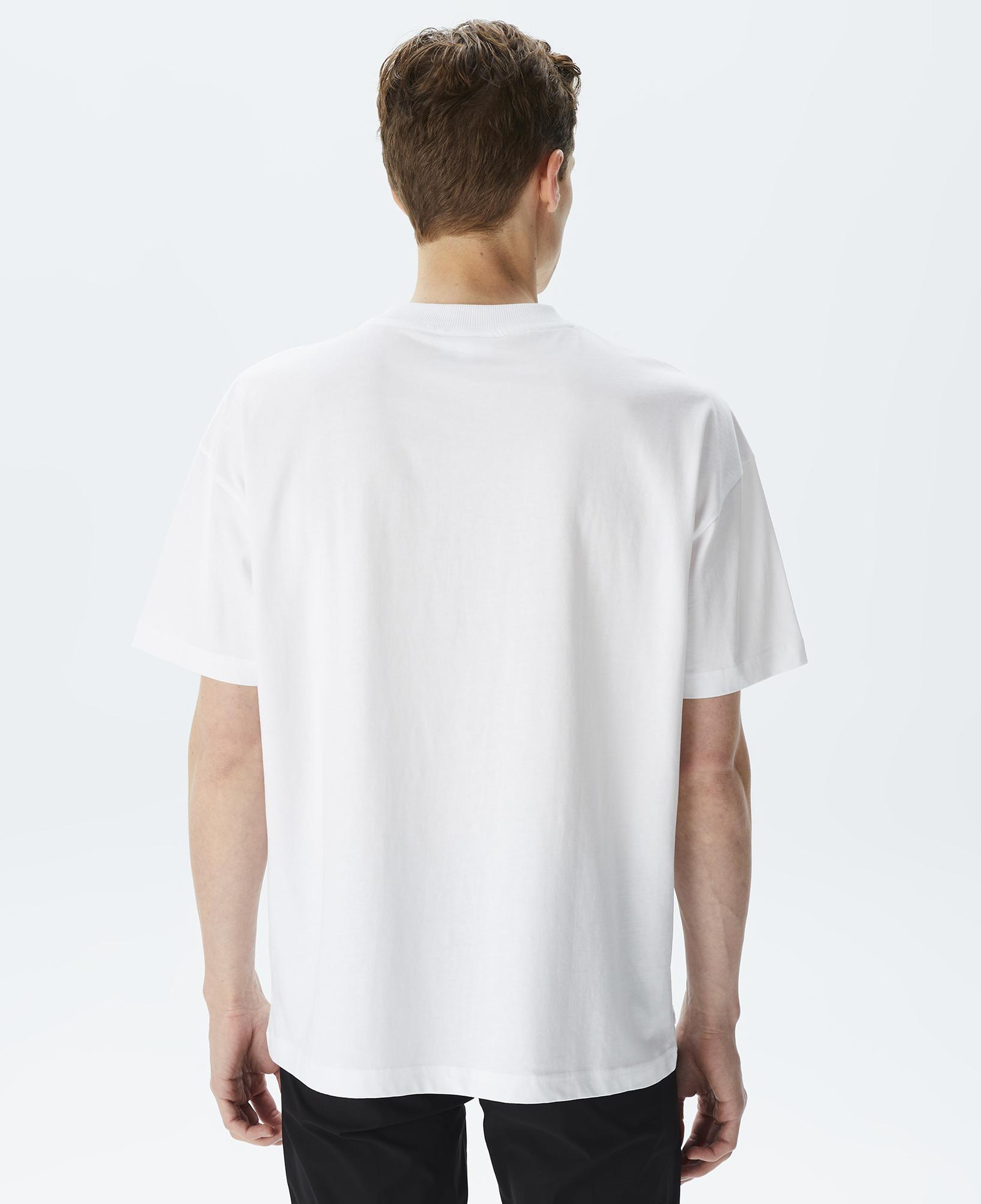 Erkek Relaxed Fit Bisiklet Yaka Baskılı Beyaz T-Shirt