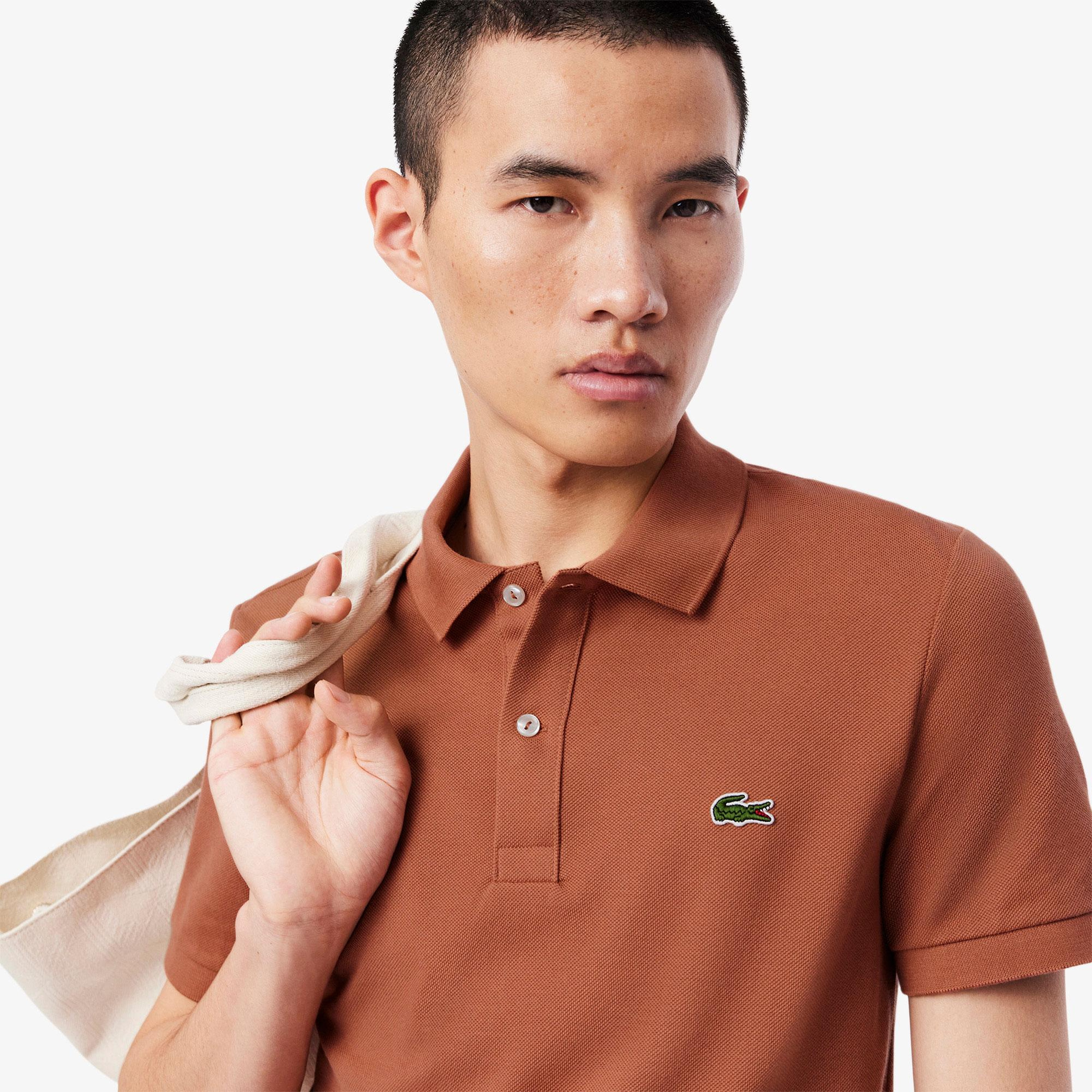 L.12.12 Erkek Slim Fit Kahverengi Polo