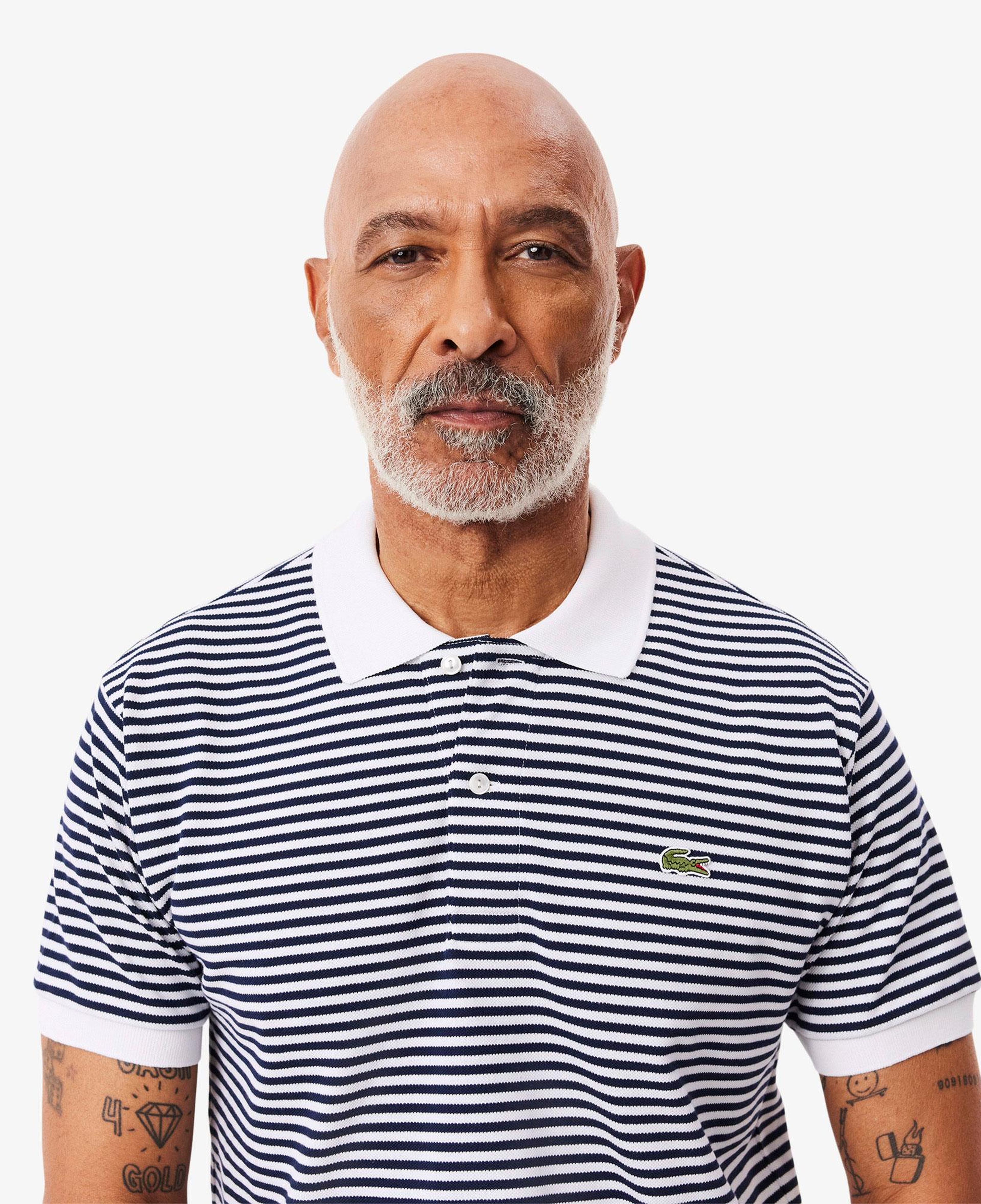 L.12.12 Erkek Classic Fit Çizgili Beyaz Polo