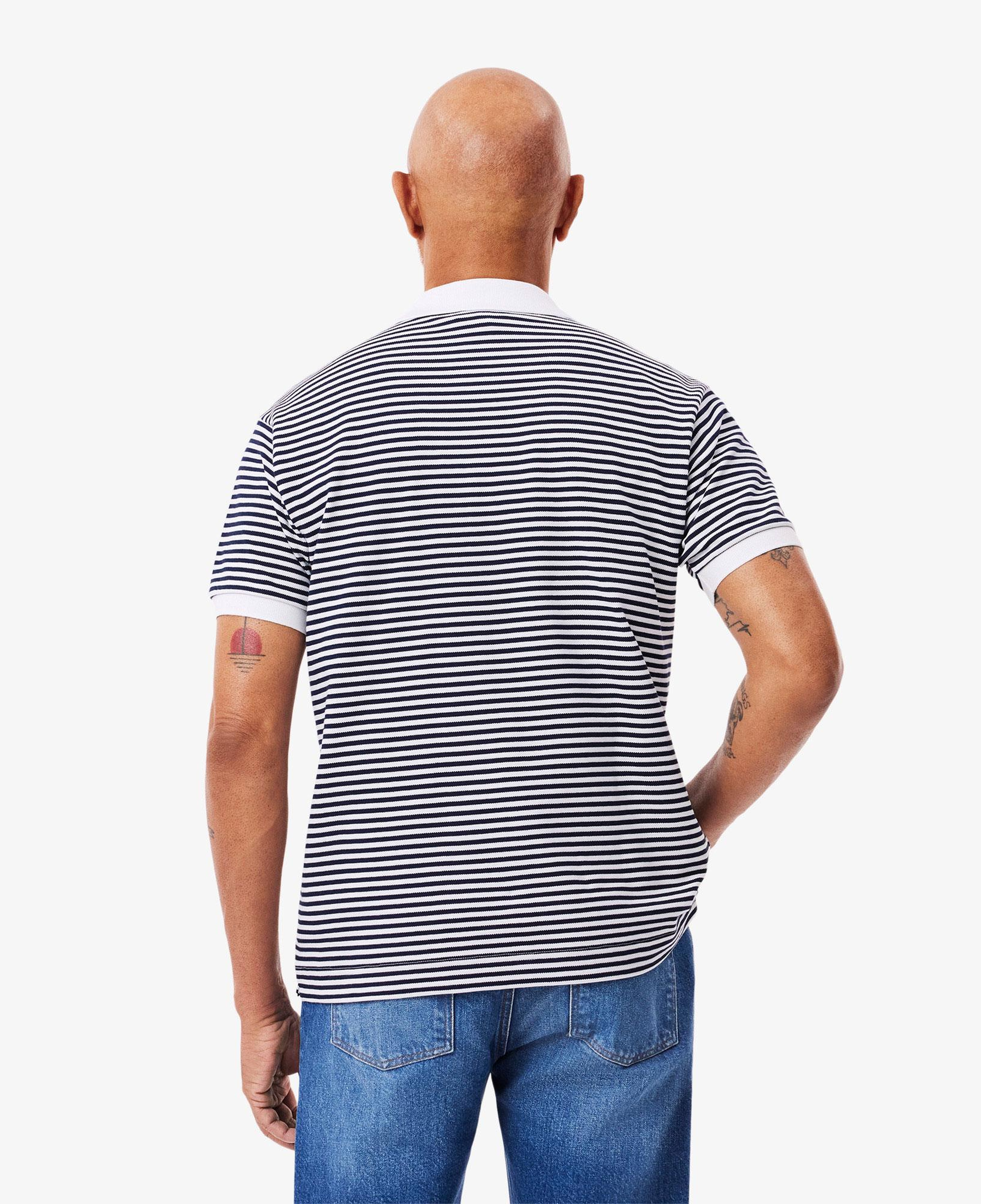 L.12.12 Erkek Classic Fit Çizgili Beyaz Polo
