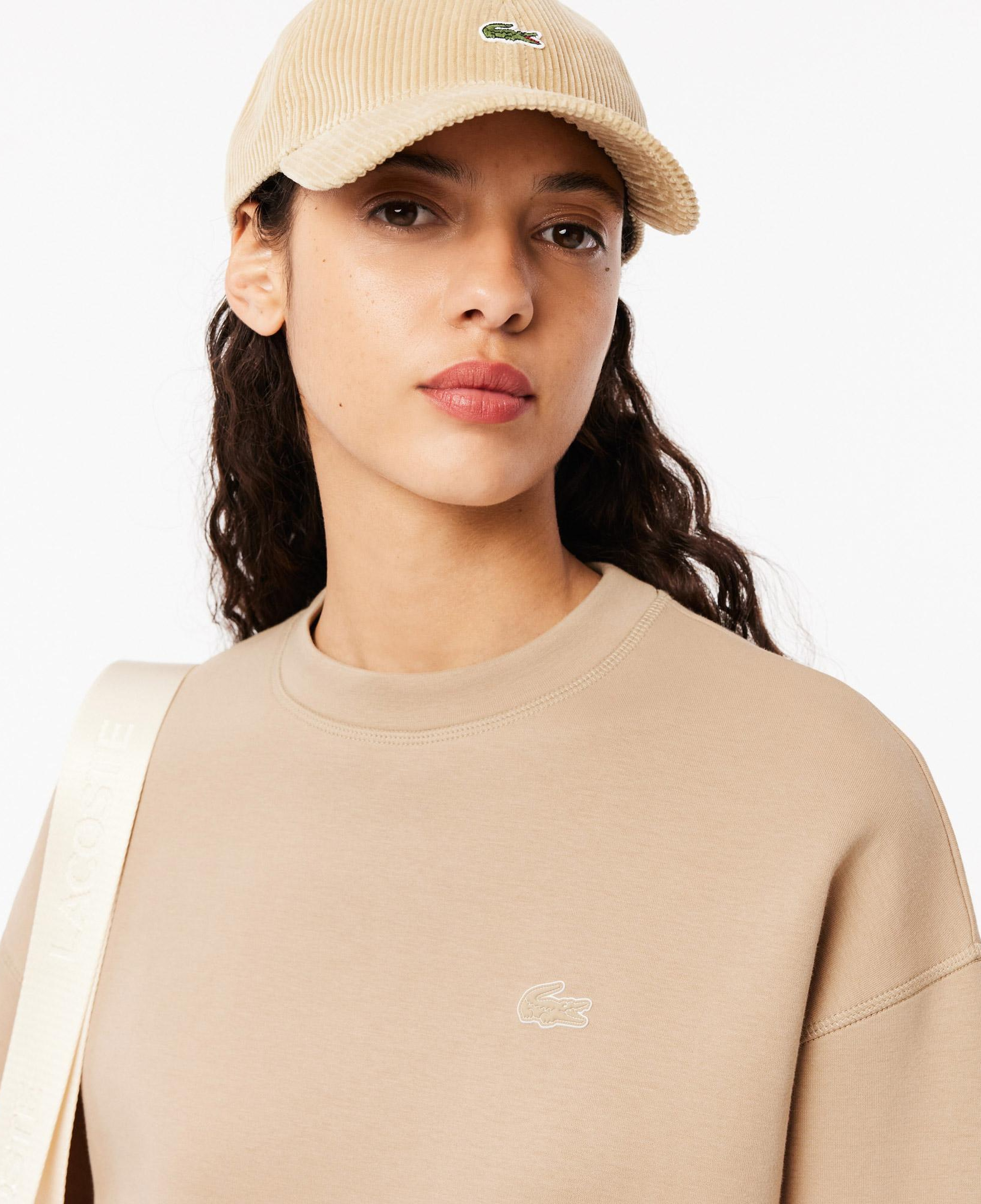 Kadın Oversize Fit Bisiklet Yaka Bej Sweatshirt