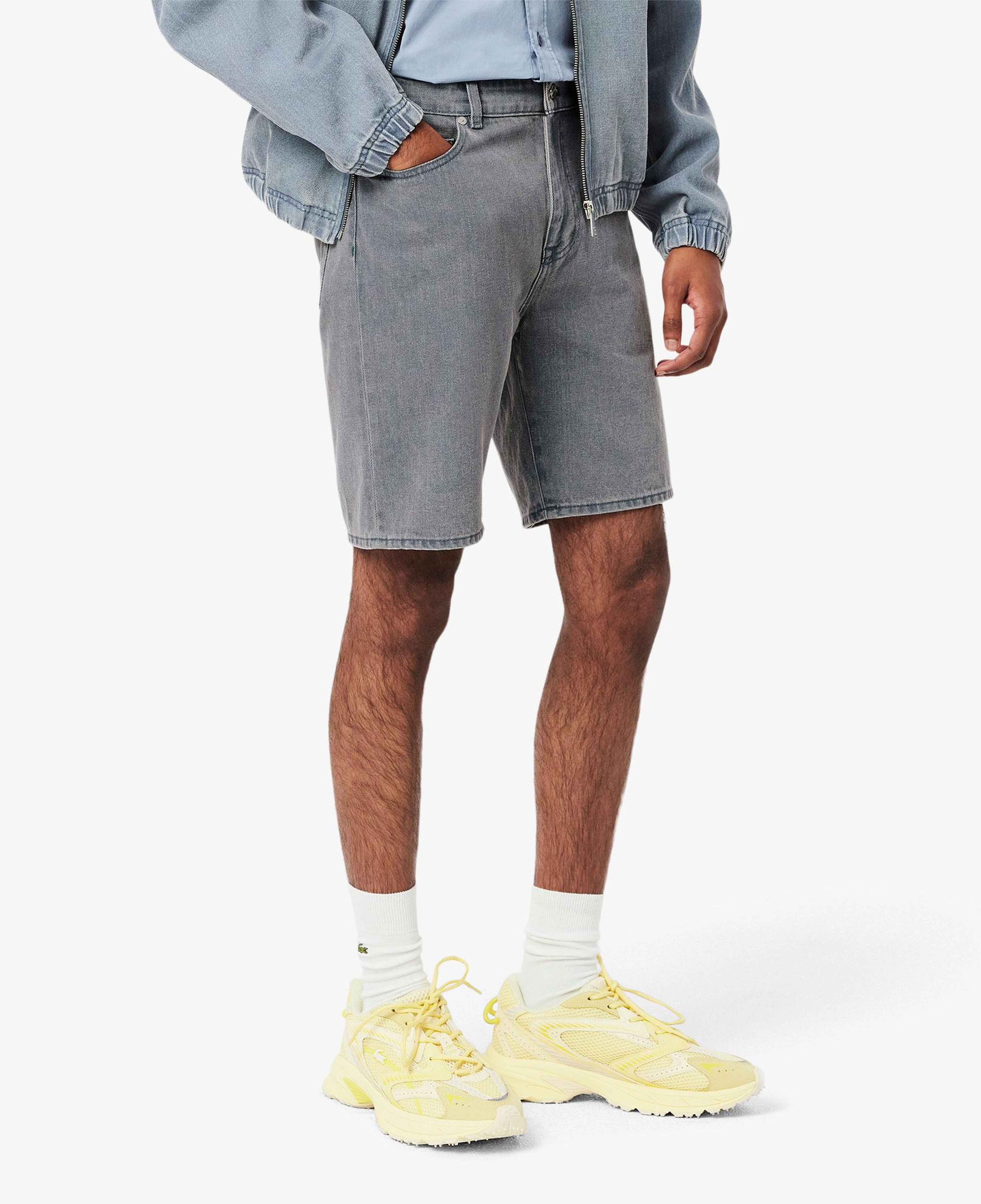 Erkek Straight Fit Denim Gri Bermuda Şort