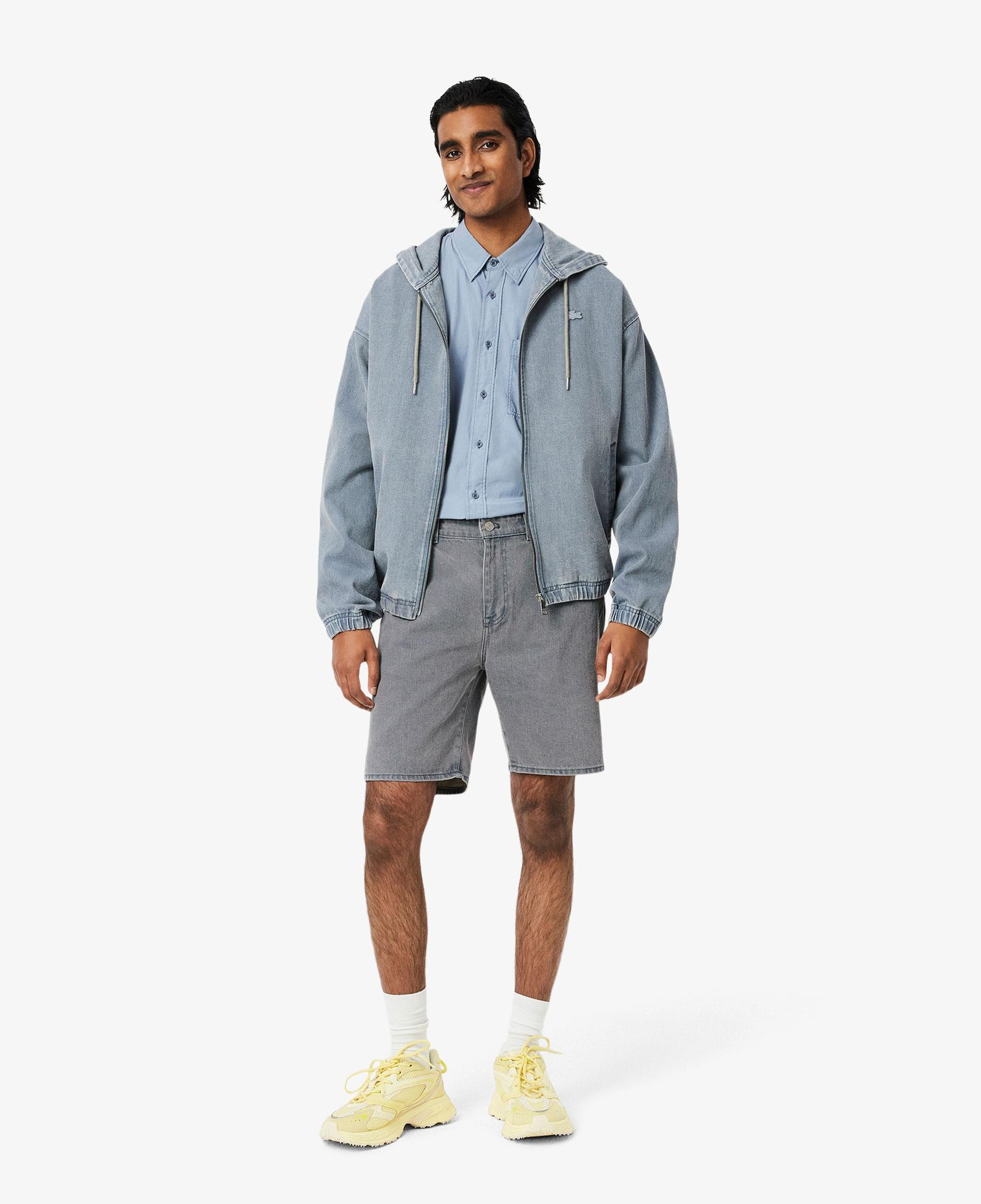 Erkek Straight Fit Denim Gri Bermuda Şort