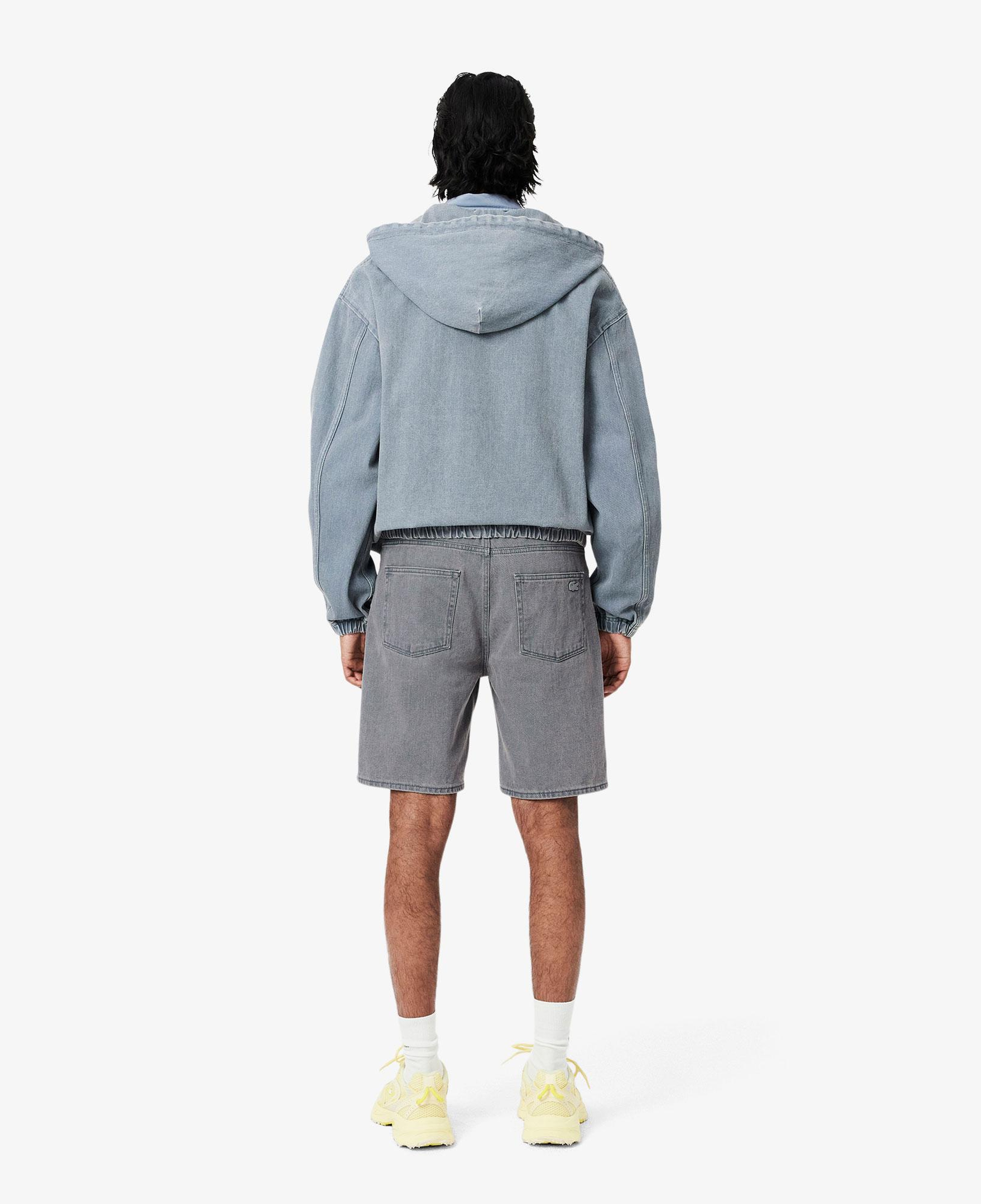 Erkek Straight Fit Denim Gri Bermuda Şort