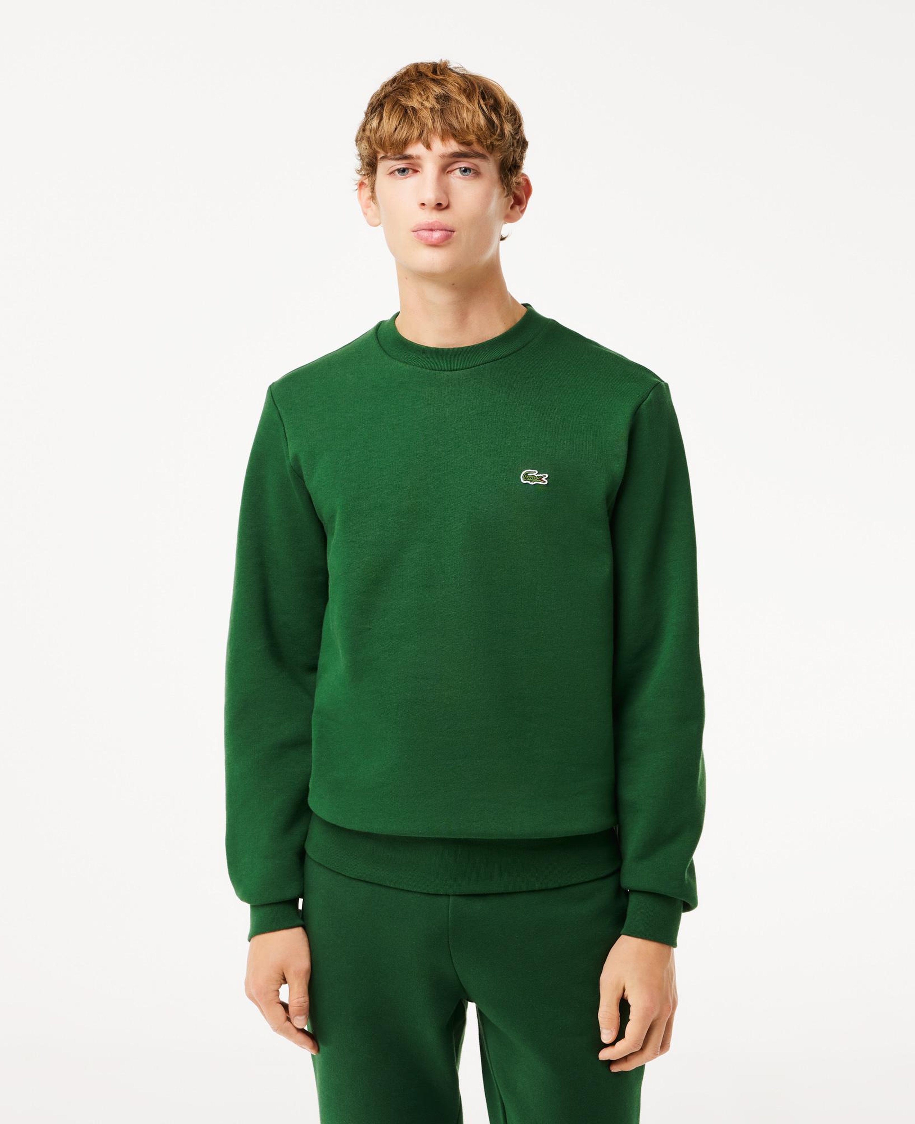 Erkek Classic Fit Bisiklet Yaka Organik Pamuk Koyu Yeşil Sweatshirt