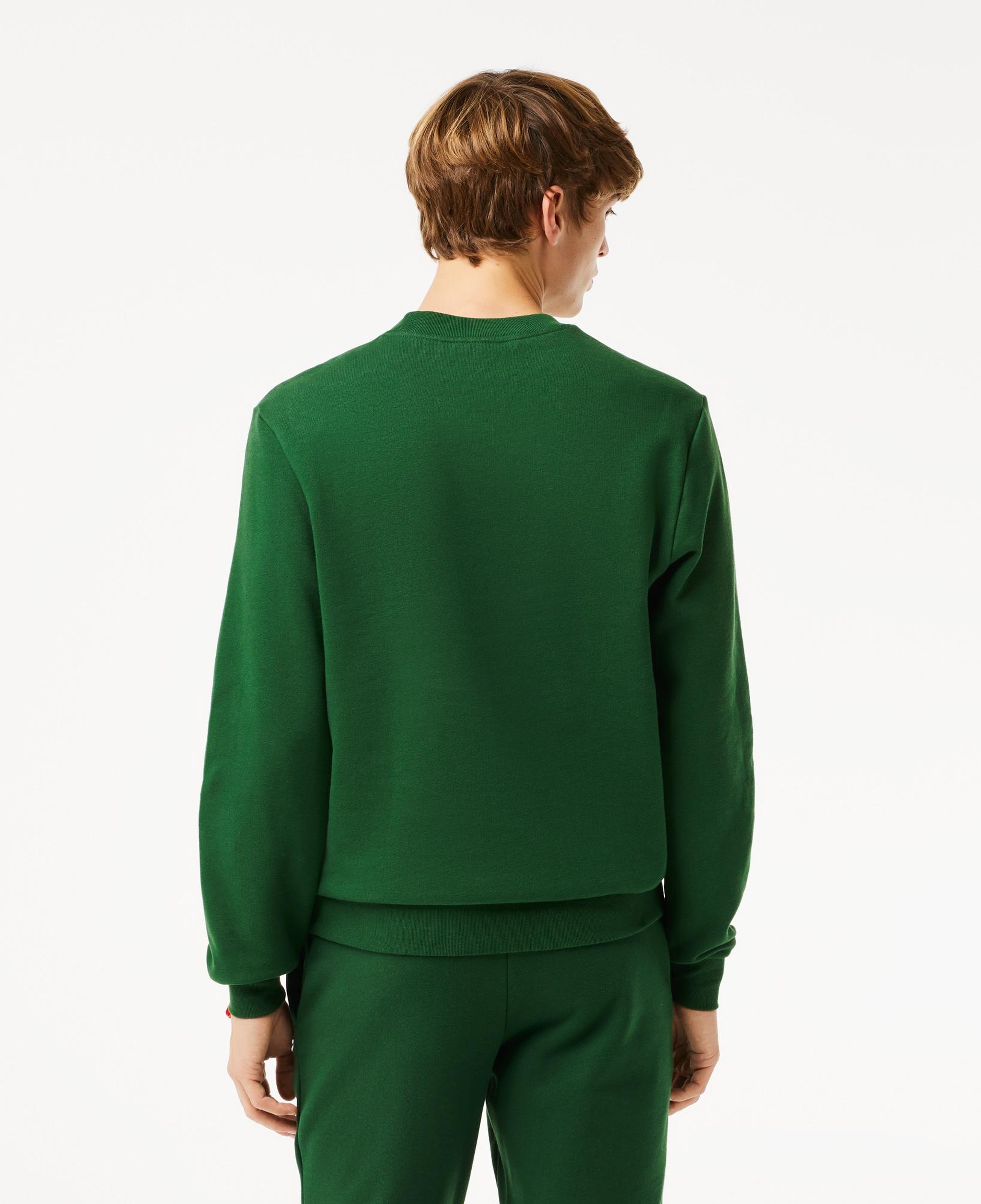 Erkek Classic Fit Bisiklet Yaka Organik Pamuk Koyu Yeşil Sweatshirt