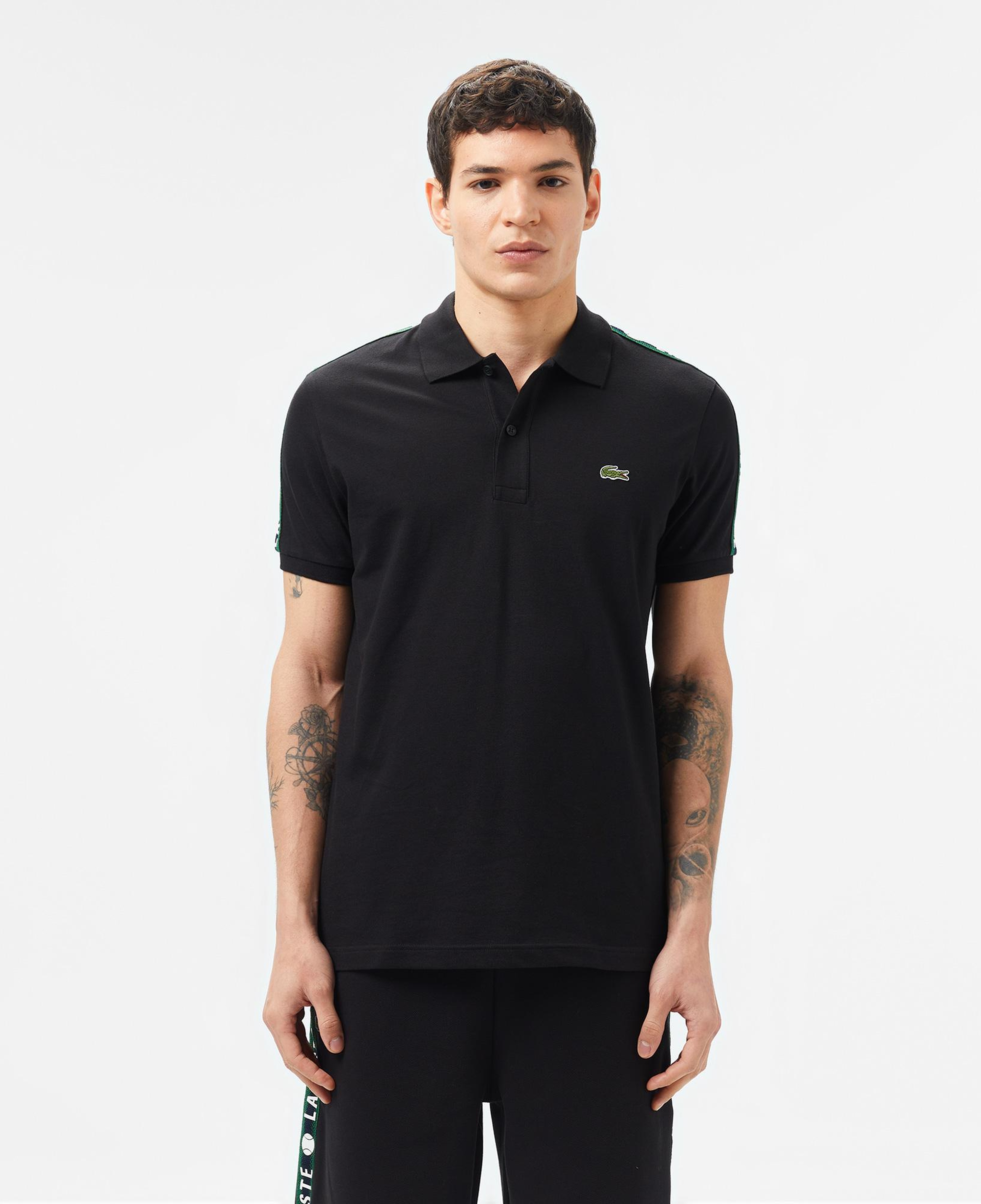 Erkek Regular Fit Baskılı Siyah Polo