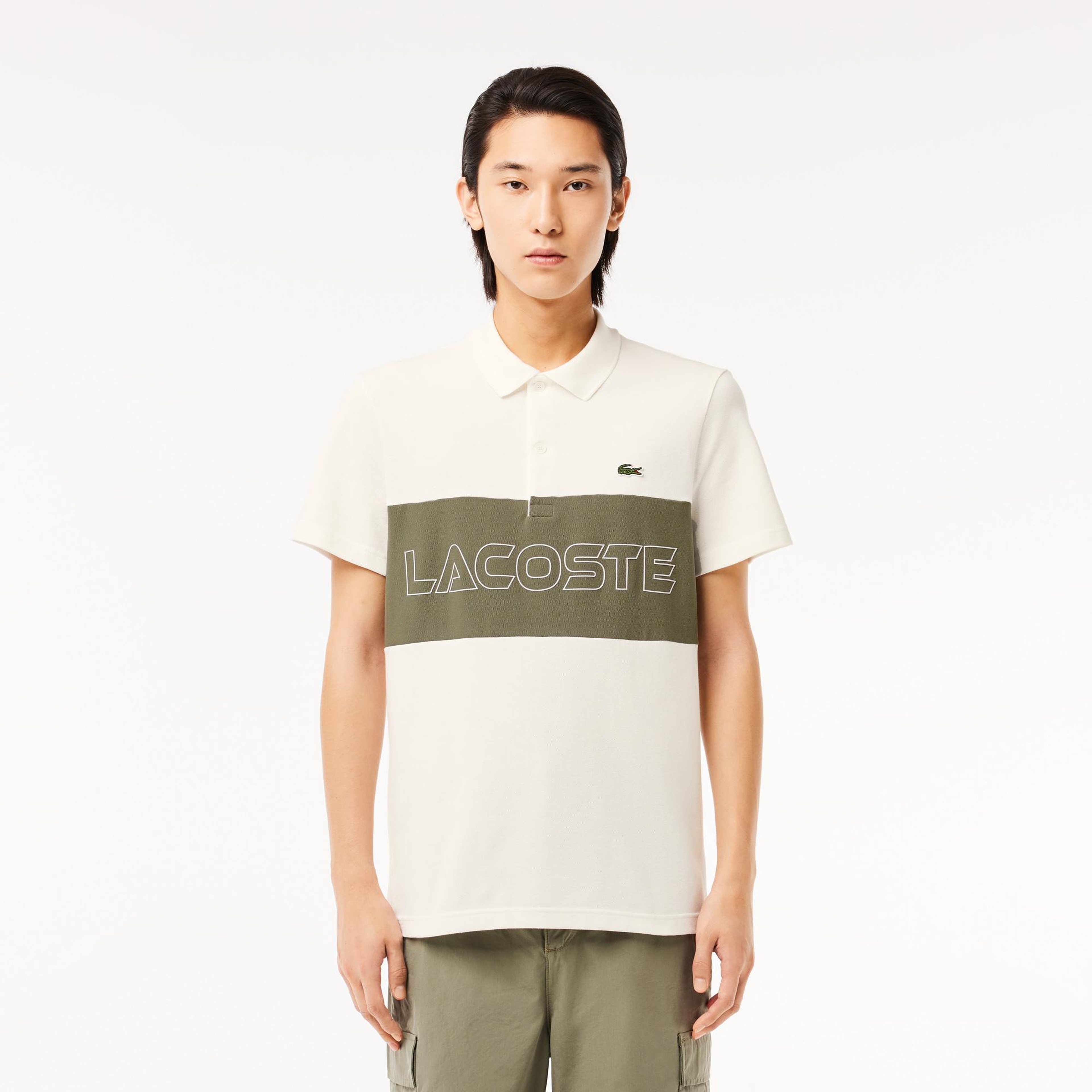 Erkek Regular Fit Renk Bloklu Krem Polo