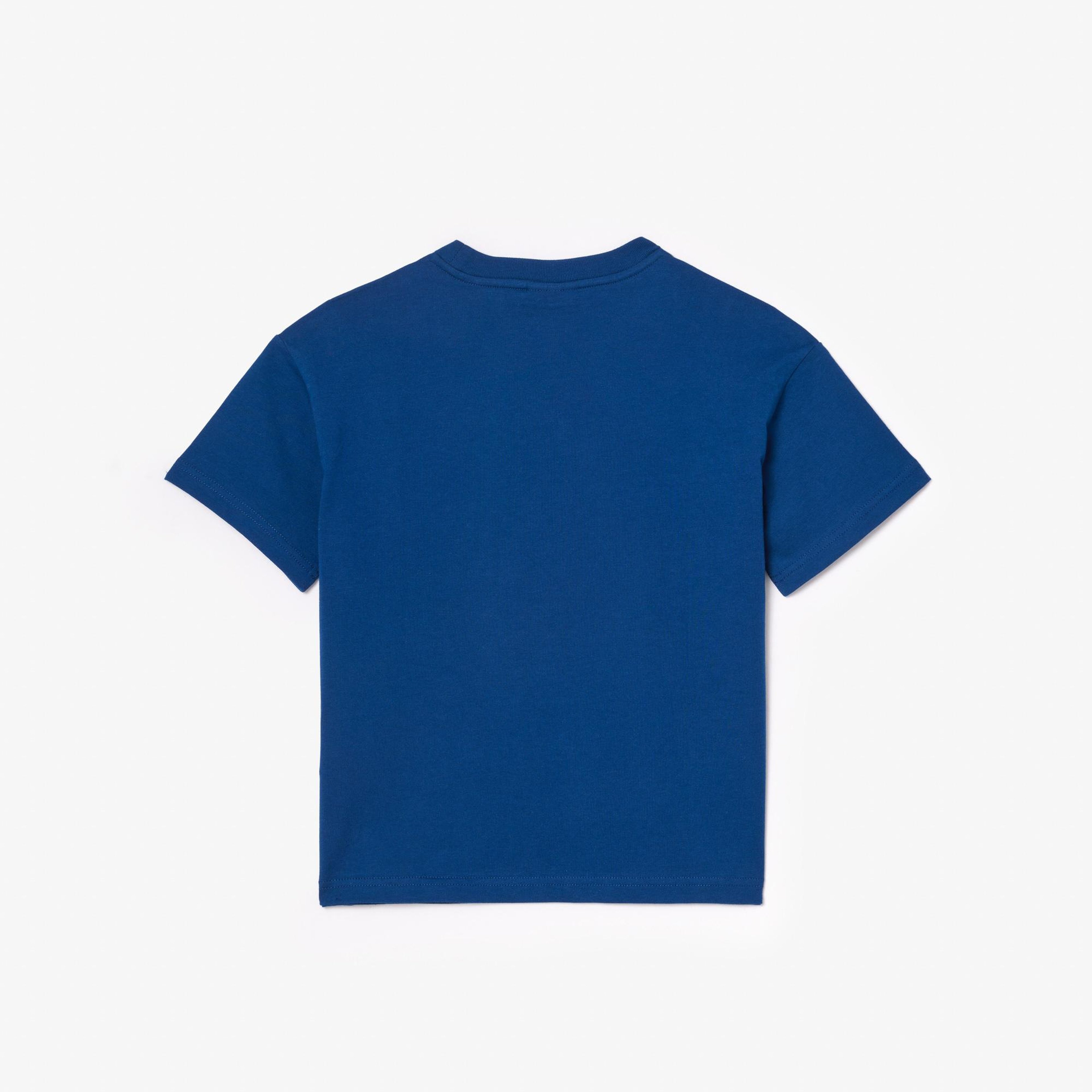 Çocuk Bisiklet Yaka Baskılı Mavi T-Shirt