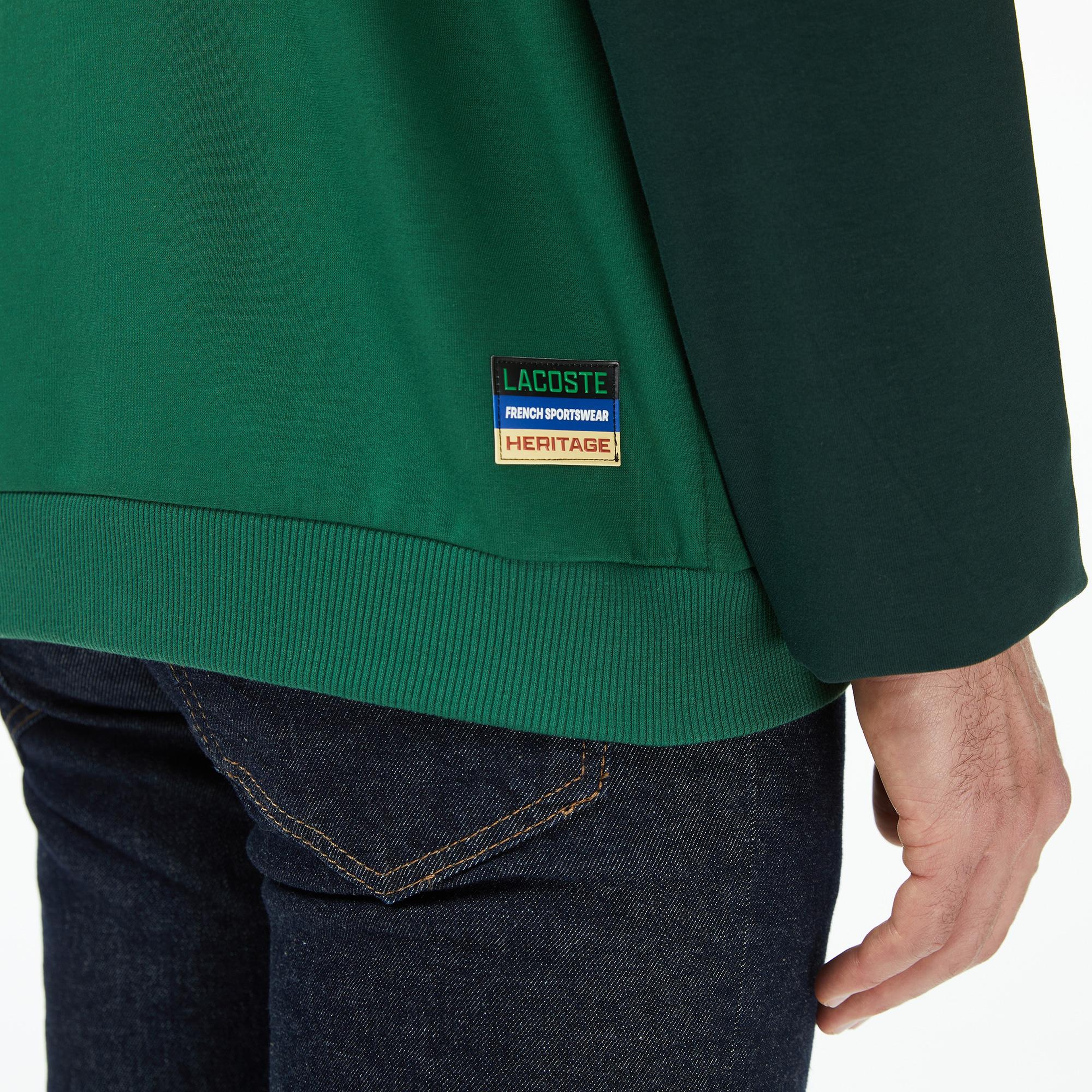 Lacoste Erkek Slim Fit Kapüşonlu Renk Bloklu Yeşil Sweatshirt