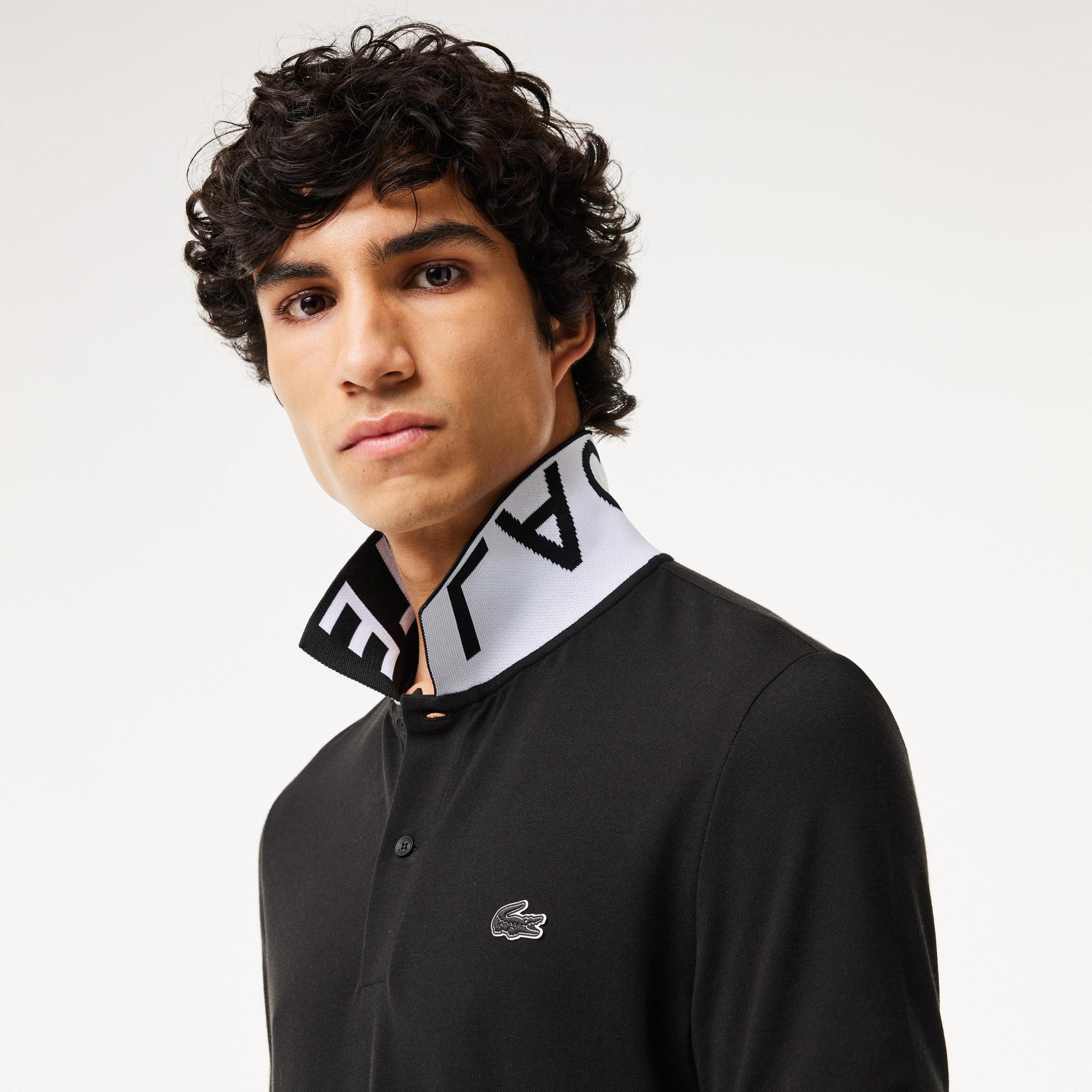 Active Erkek Slim Fit Baskılı Siyah Polo