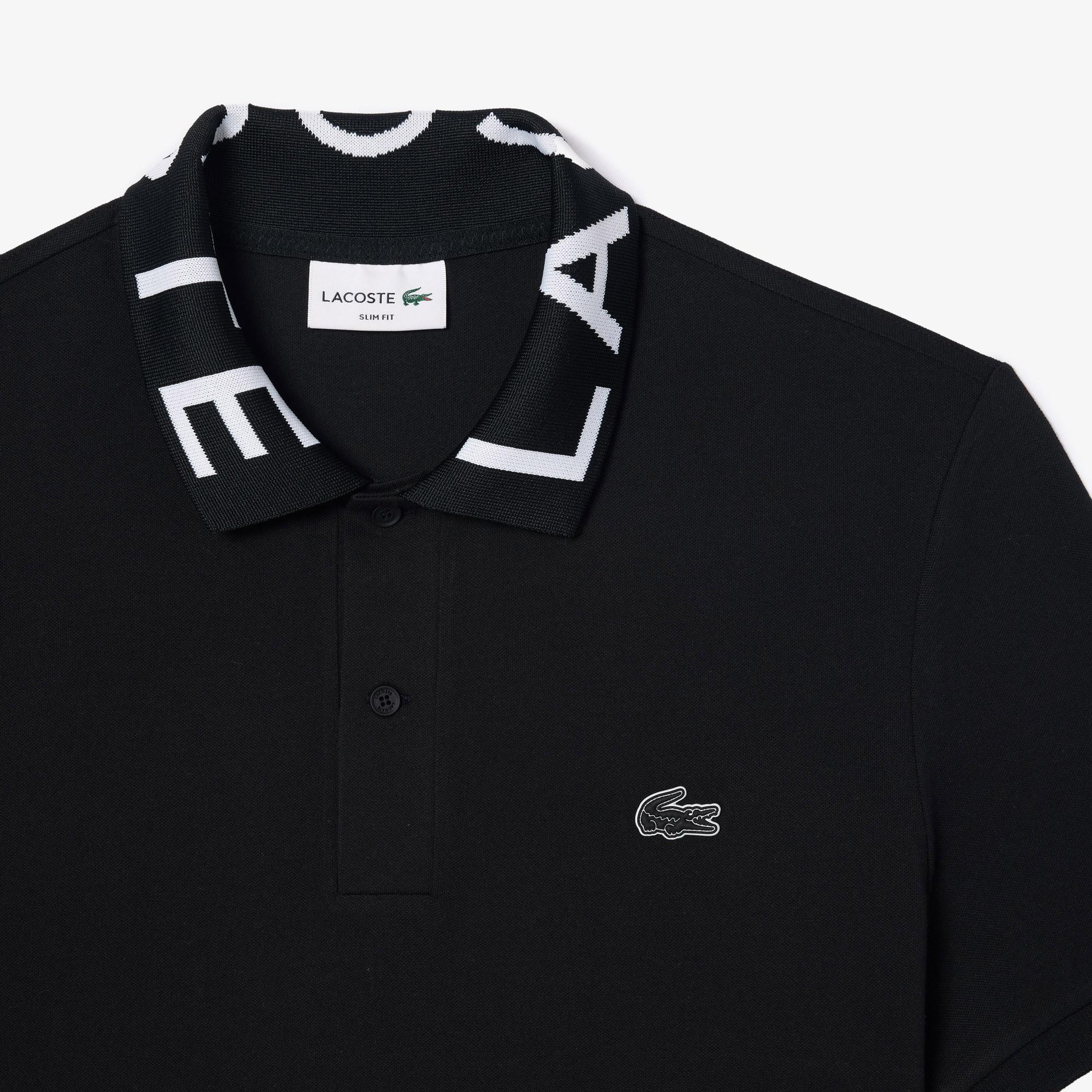 Active Erkek Slim Fit Baskılı Siyah Polo