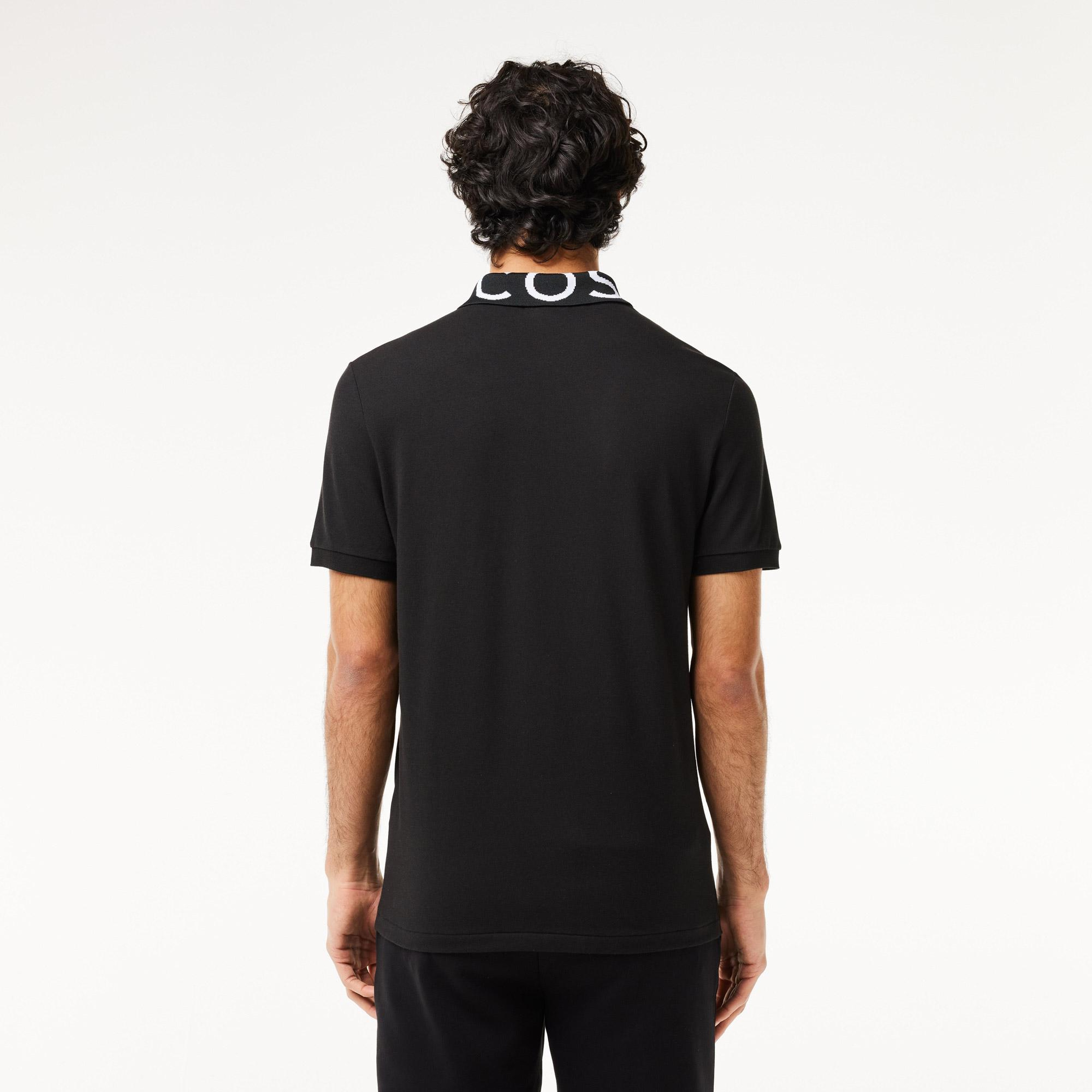 Active Erkek Slim Fit Baskılı Siyah Polo