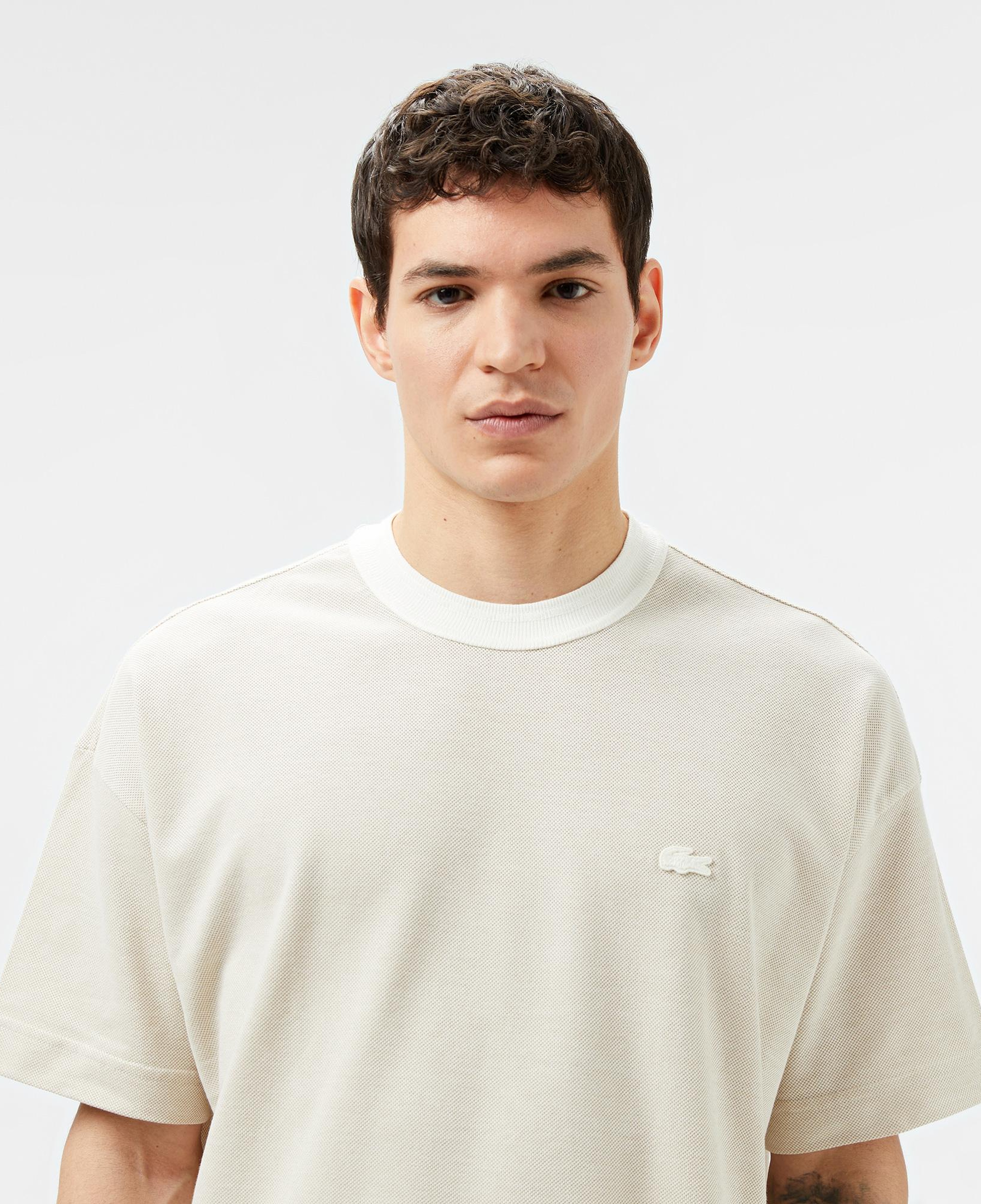 Erkek Oversize Fit Bisiklet Yaka Krem T-Shirt