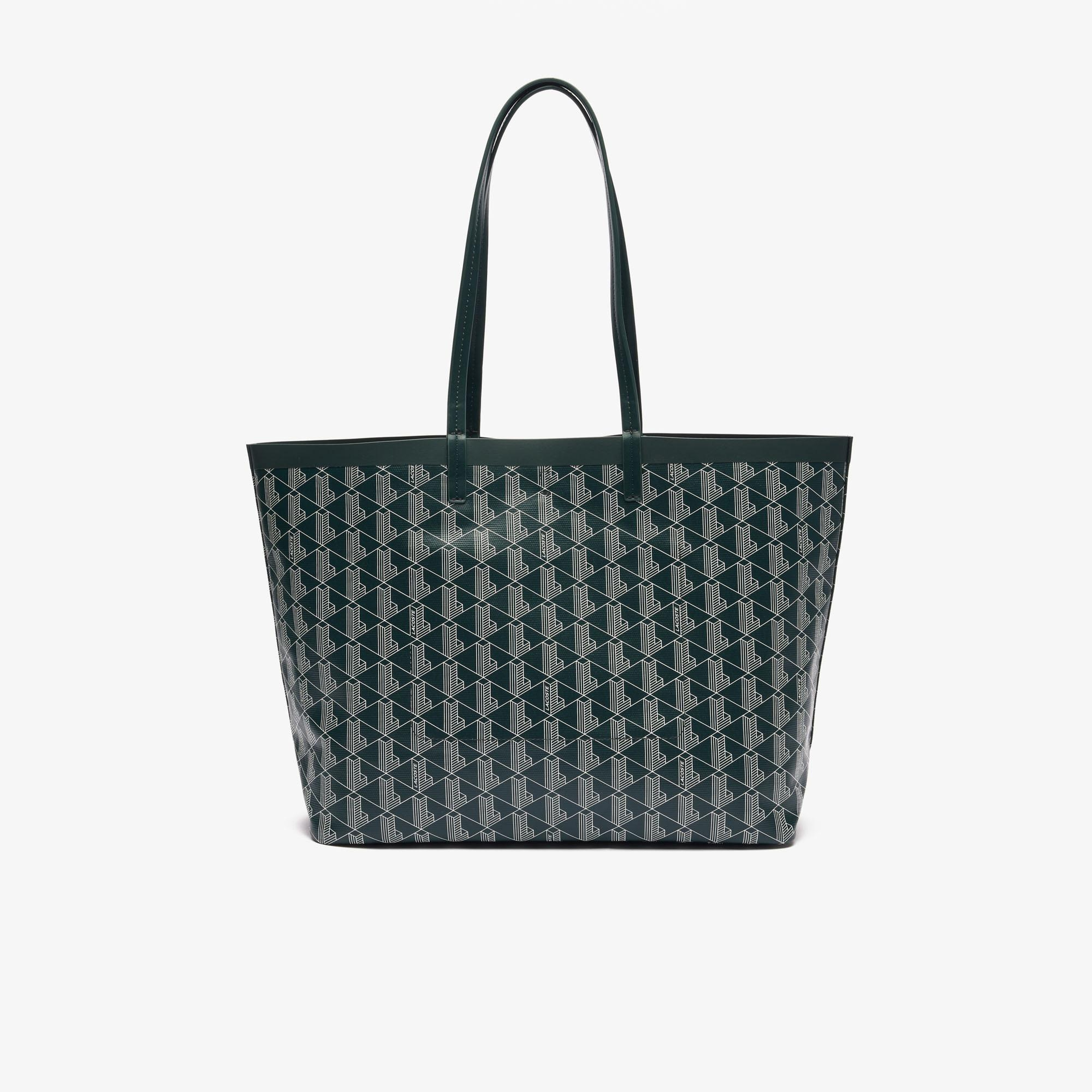 Zely Canvas Kadın Monogram Koyu Yeşil Omuz Çantası