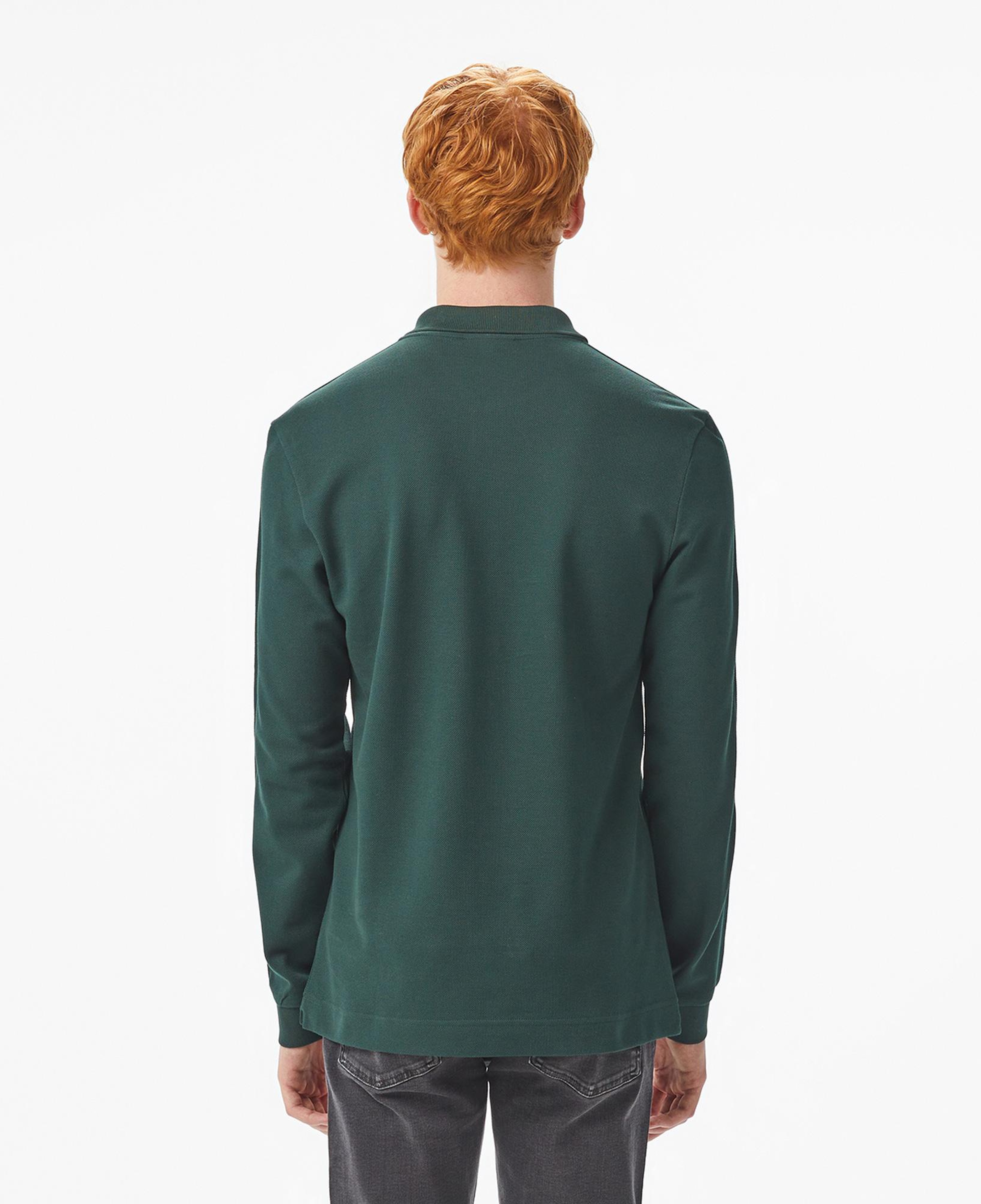 Erkek Regular Fit Uzun Kollu Koyu Yeşil Polo