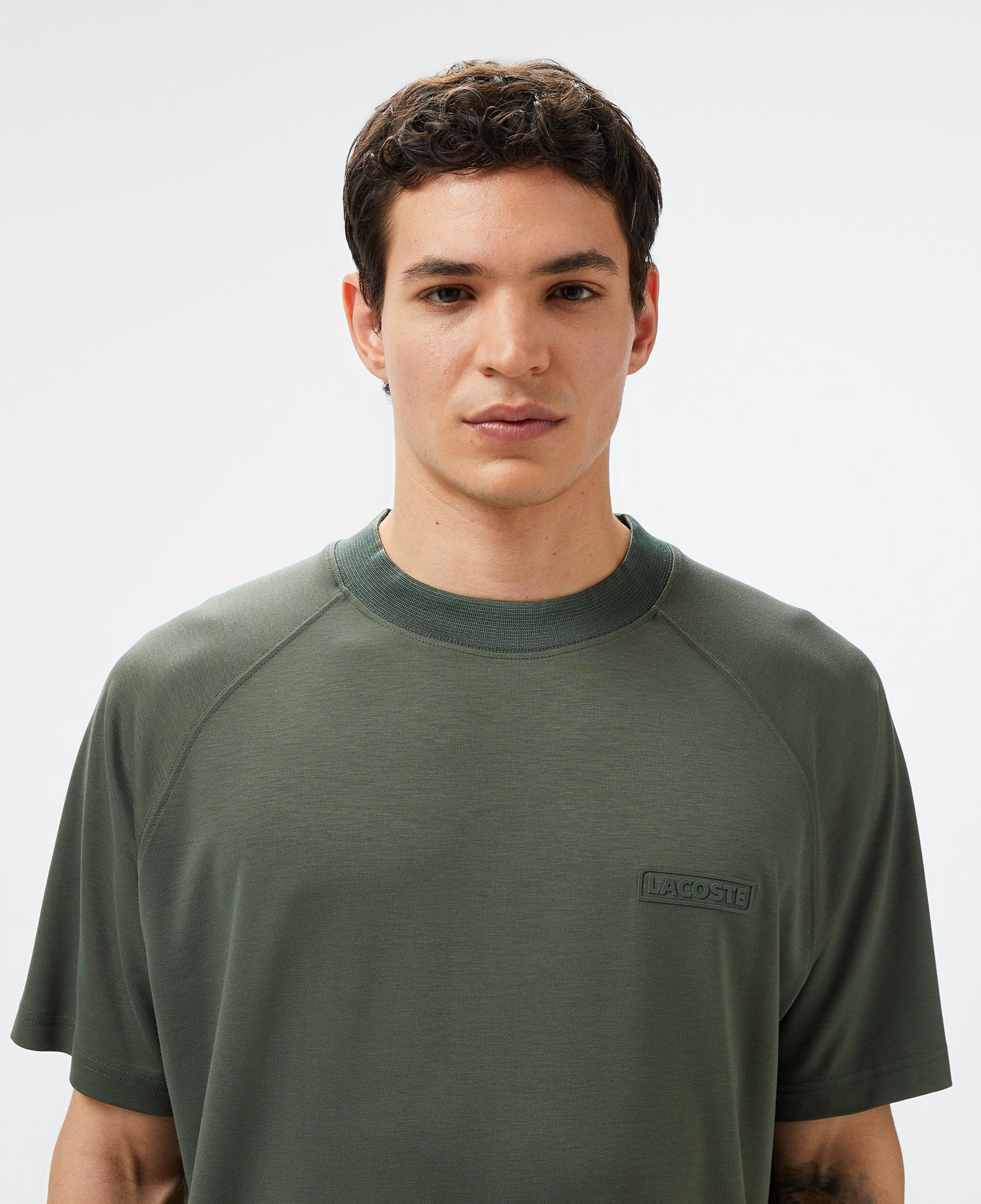 Erkek Oversize Fit Bisiklet Yaka Koyu Yeşil T-Shirt