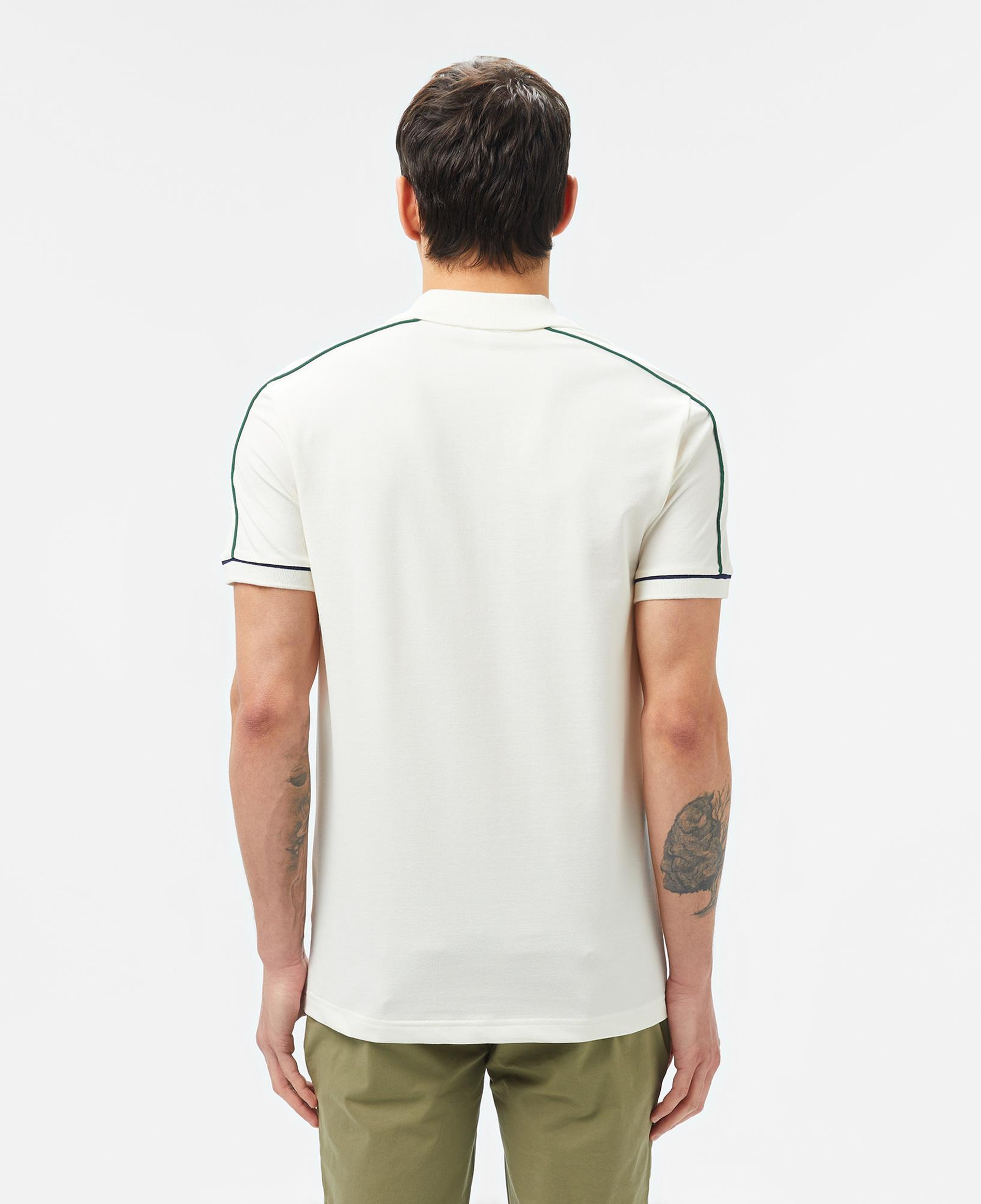 Erkek Slim Fit Yarım Fermuarlı Beyaz Polo