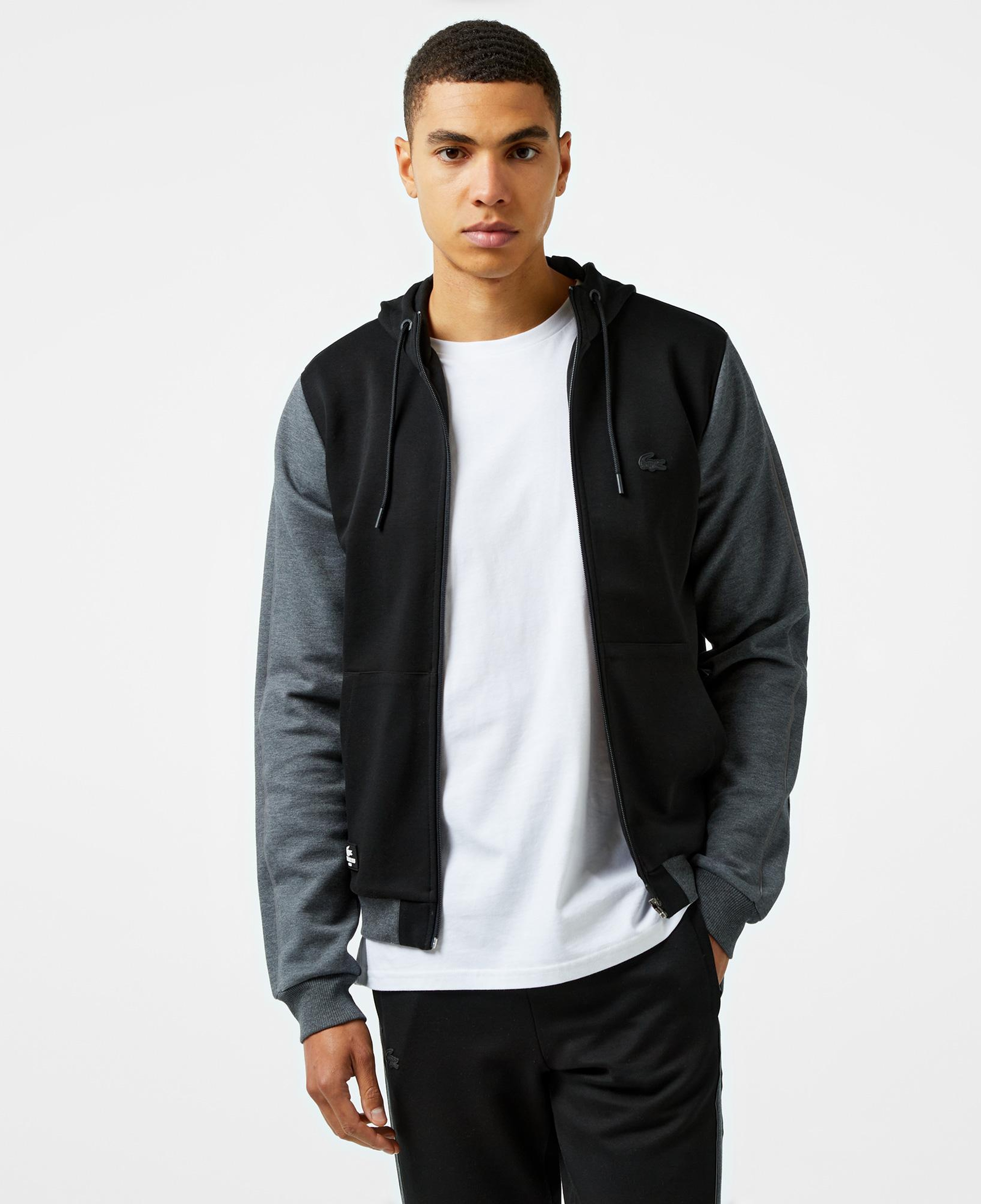 Erkek Slim Fit Kapüşonlu Siyah Sweatshirt