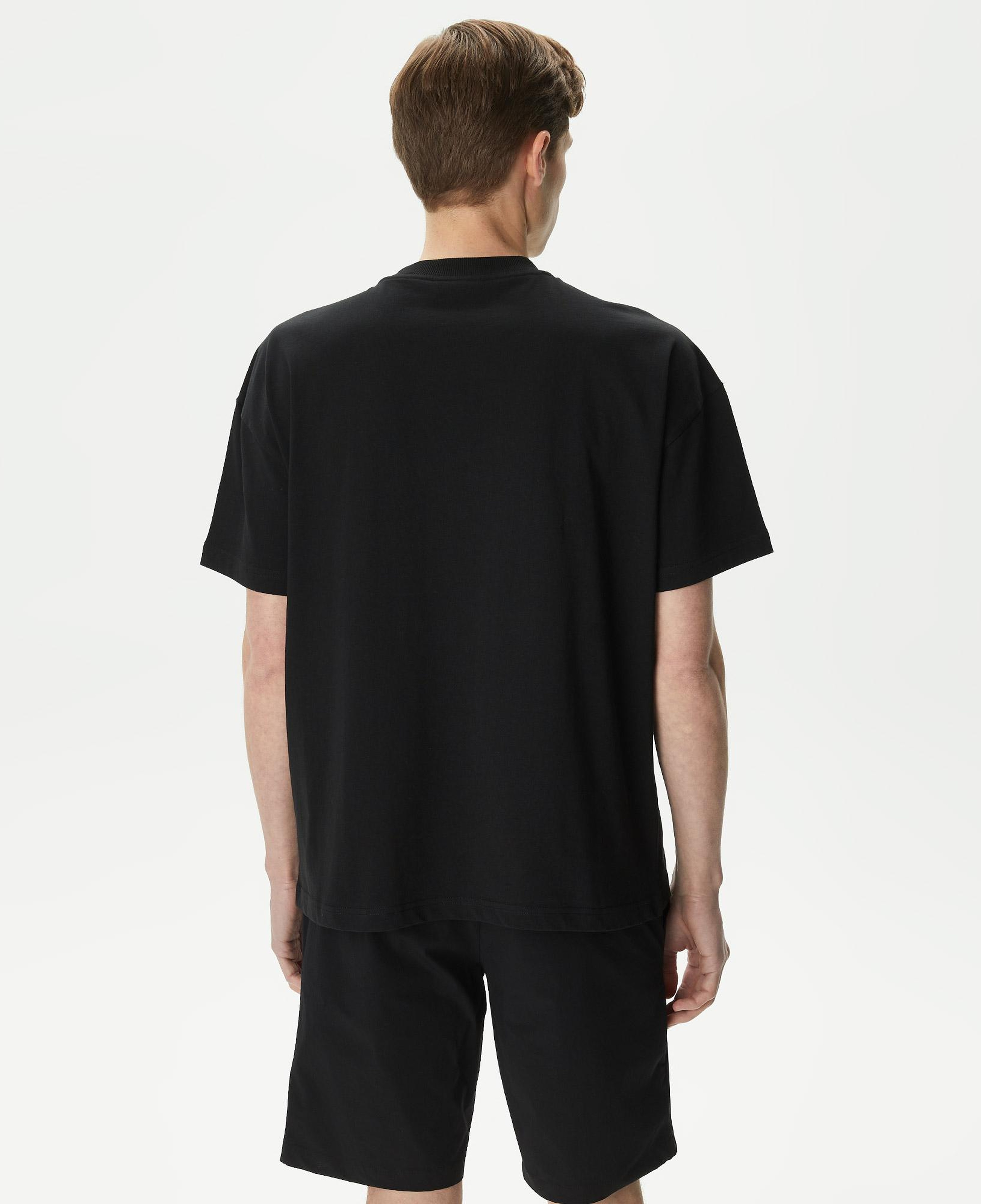 Erkek Relaxed Fit Bisiklet Yaka Baskılı Siyah T-Shirt