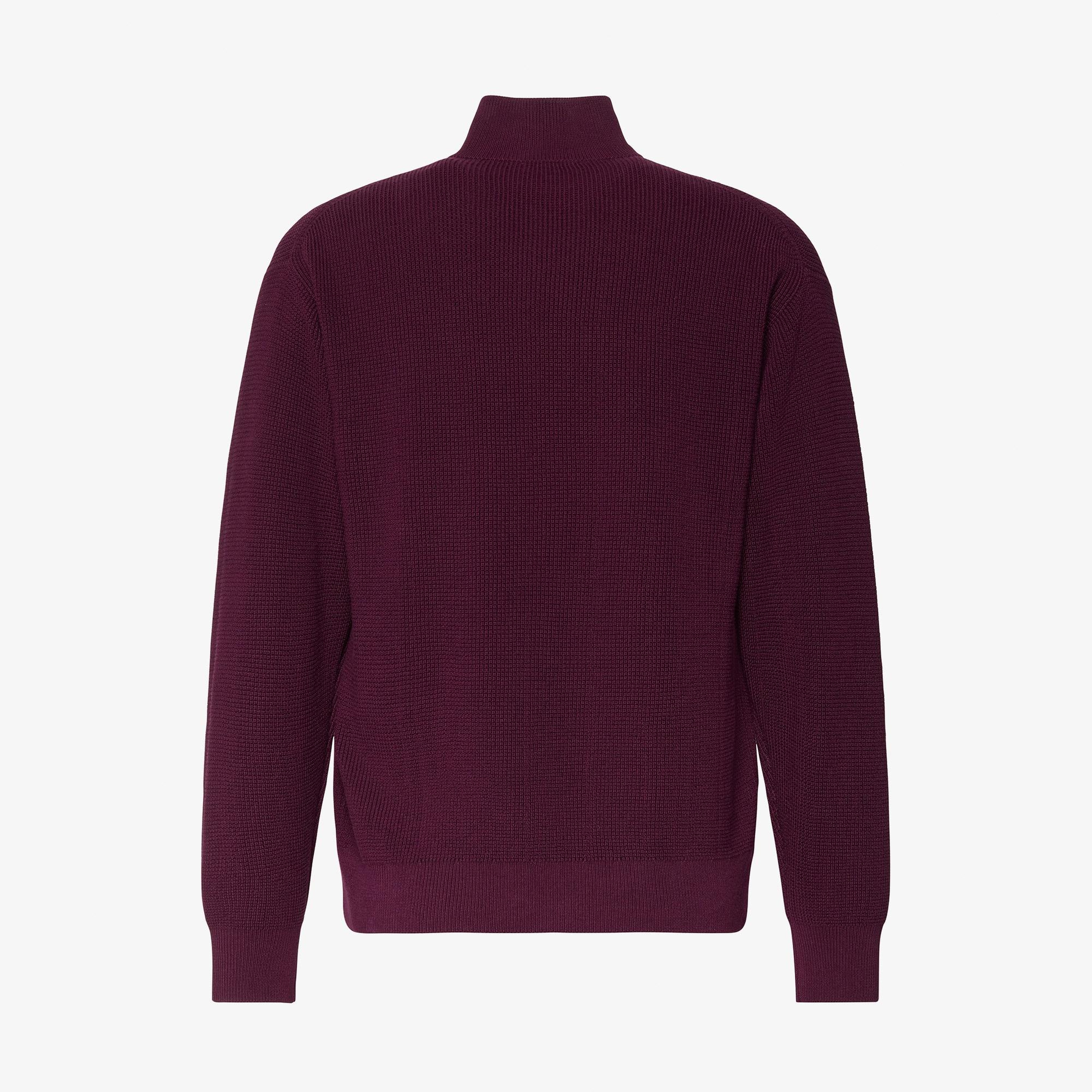Calvin Klein Cotton Waffle Quarter Zip Erkek Mor Triko
