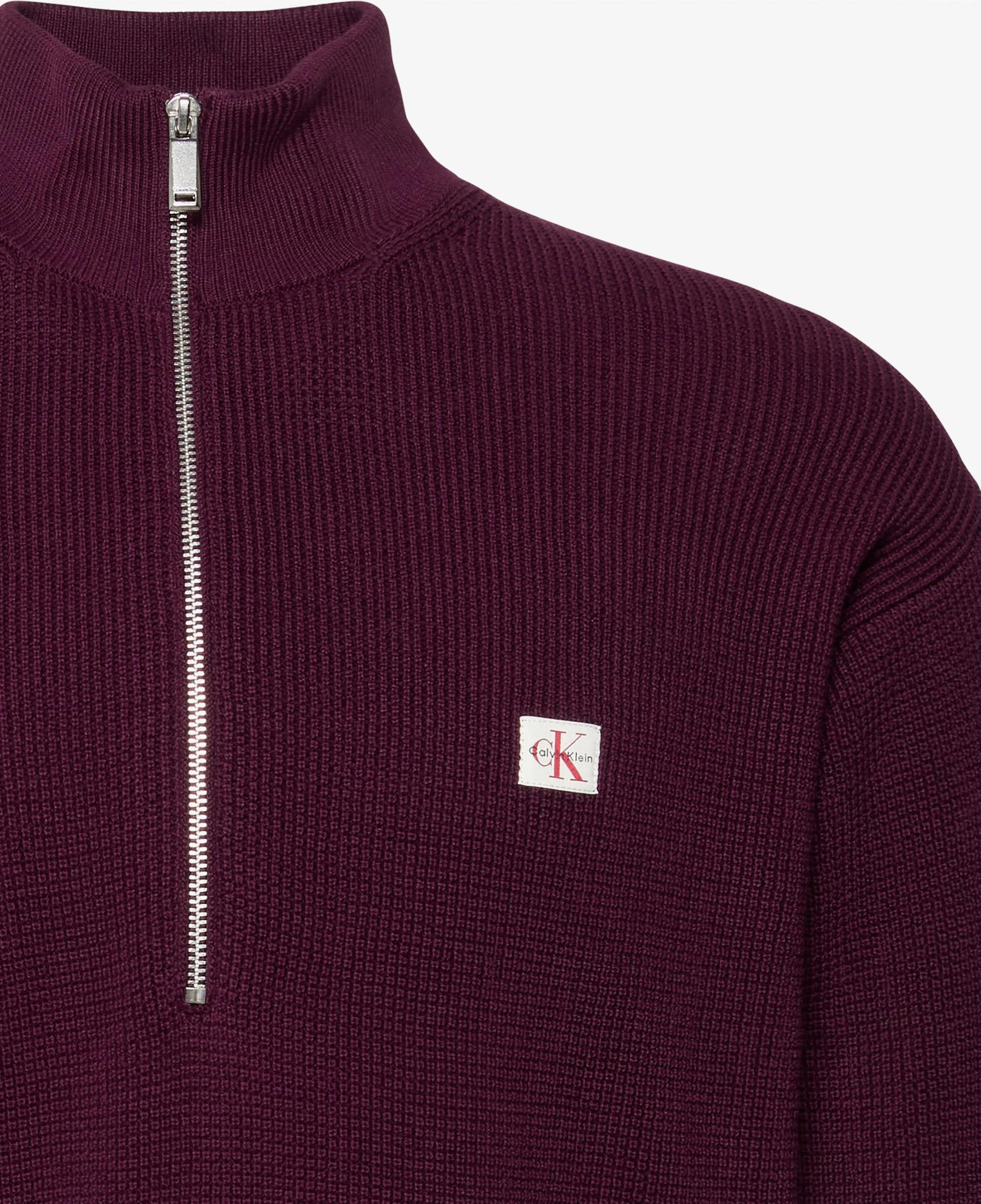 Calvin Klein Cotton Waffle Quarter Zip Erkek Mor Triko