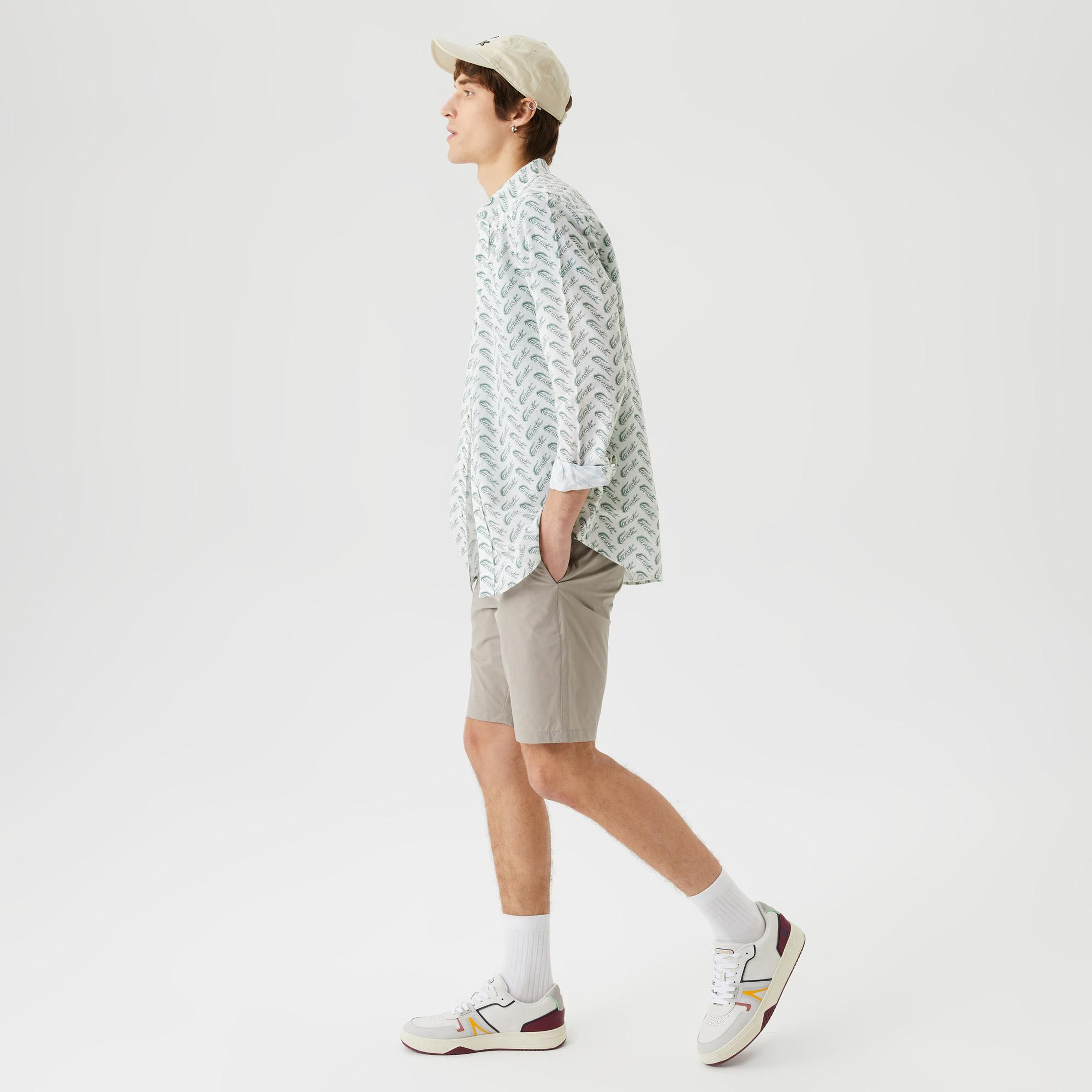 Erkek Slim Fit Gri Bermuda