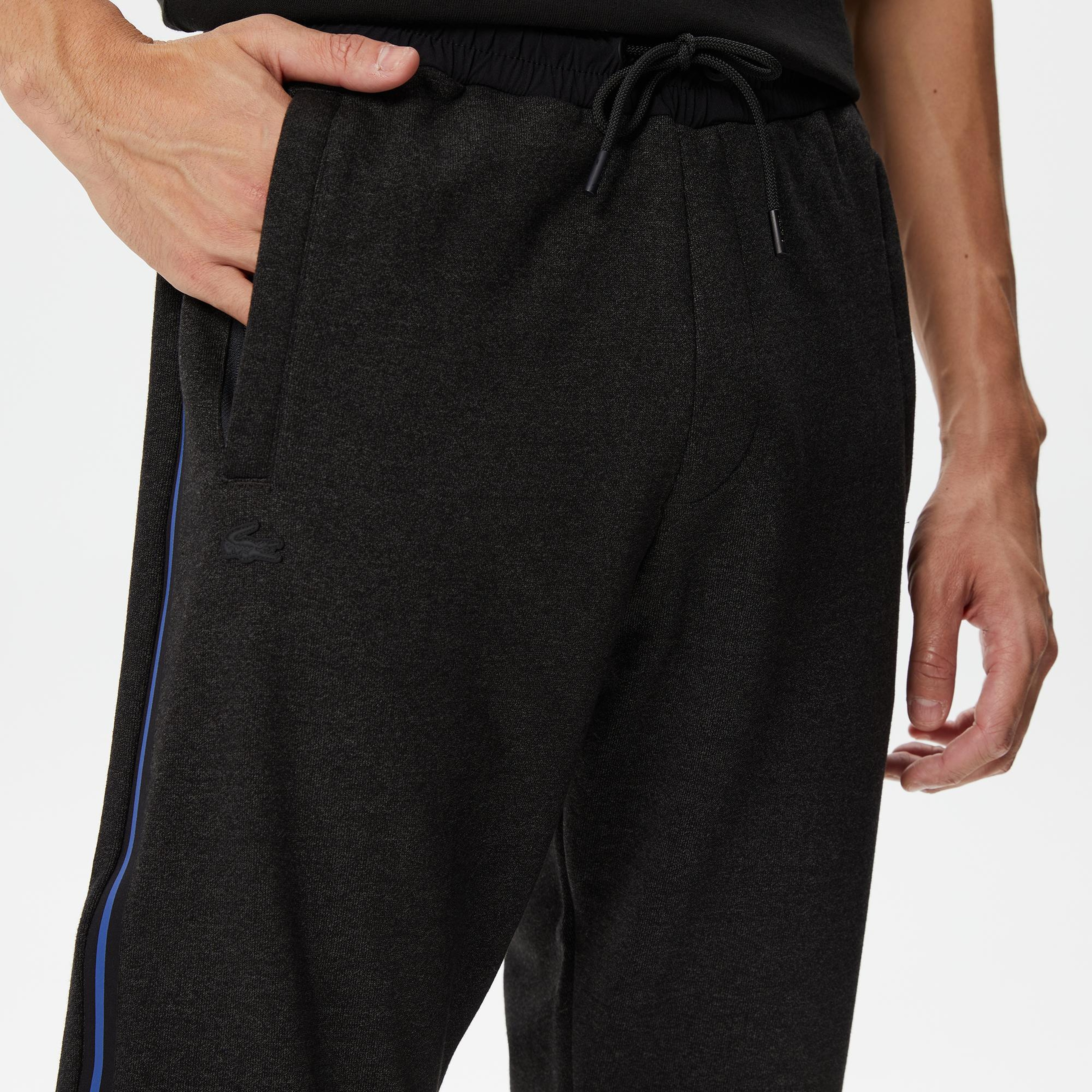 Erkek Slim Fit Renk Bloklu Siyah Eşofman Altı