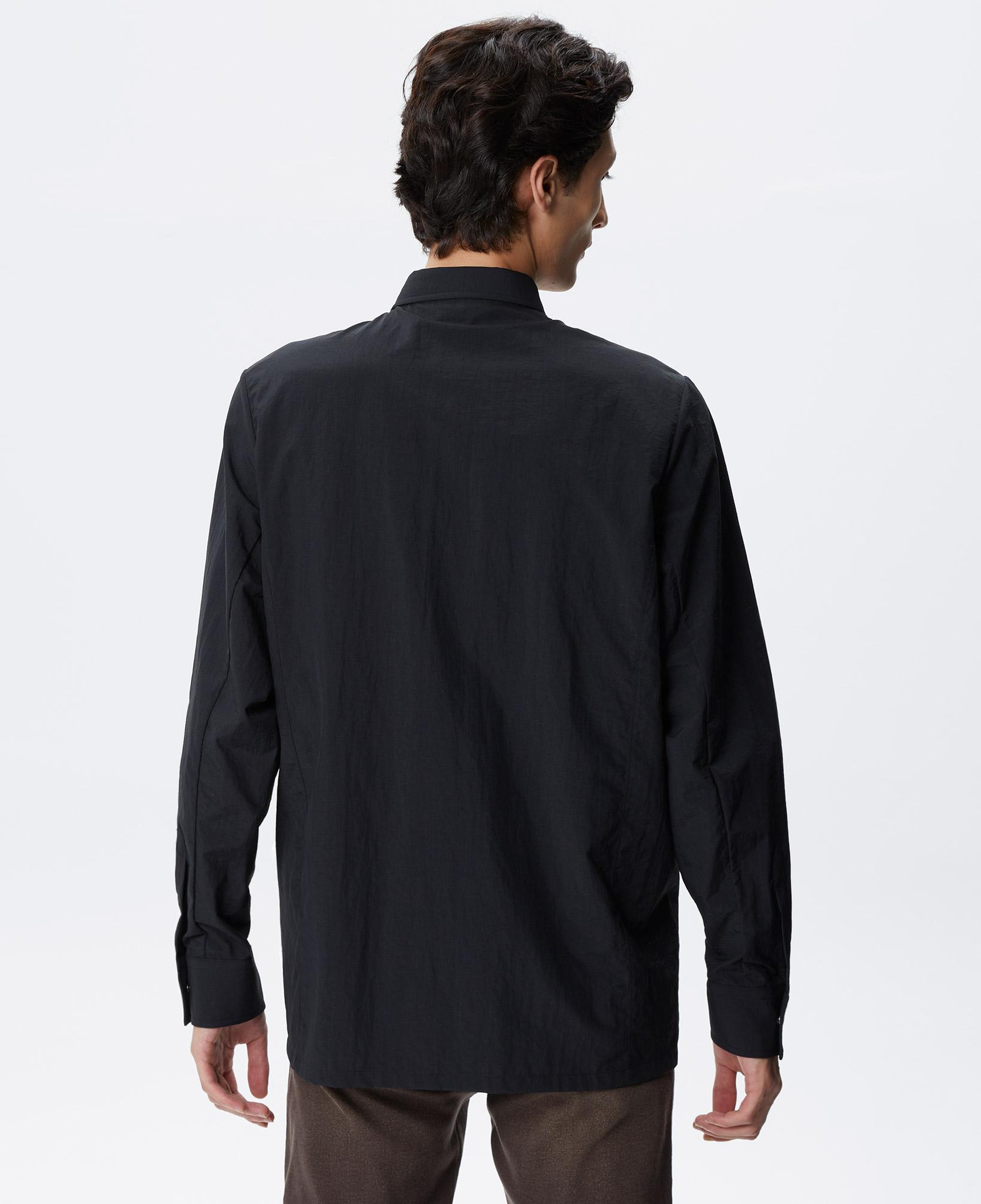 Erkek Relaxed Fit Baskılı Siyah Gömlek