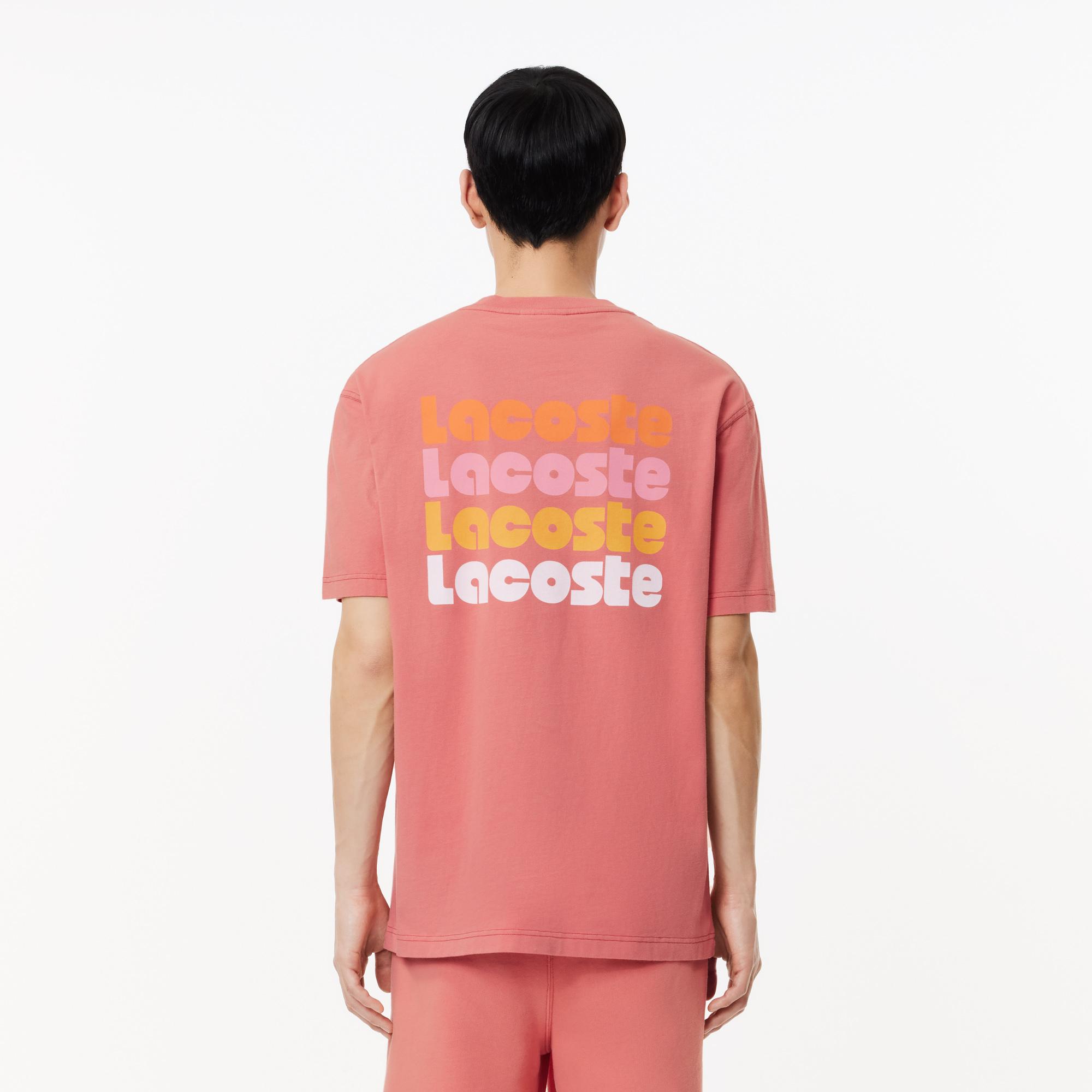 Erkek Classic Fit Bisiklet Yaka Baskılı Pembe T-Shirt